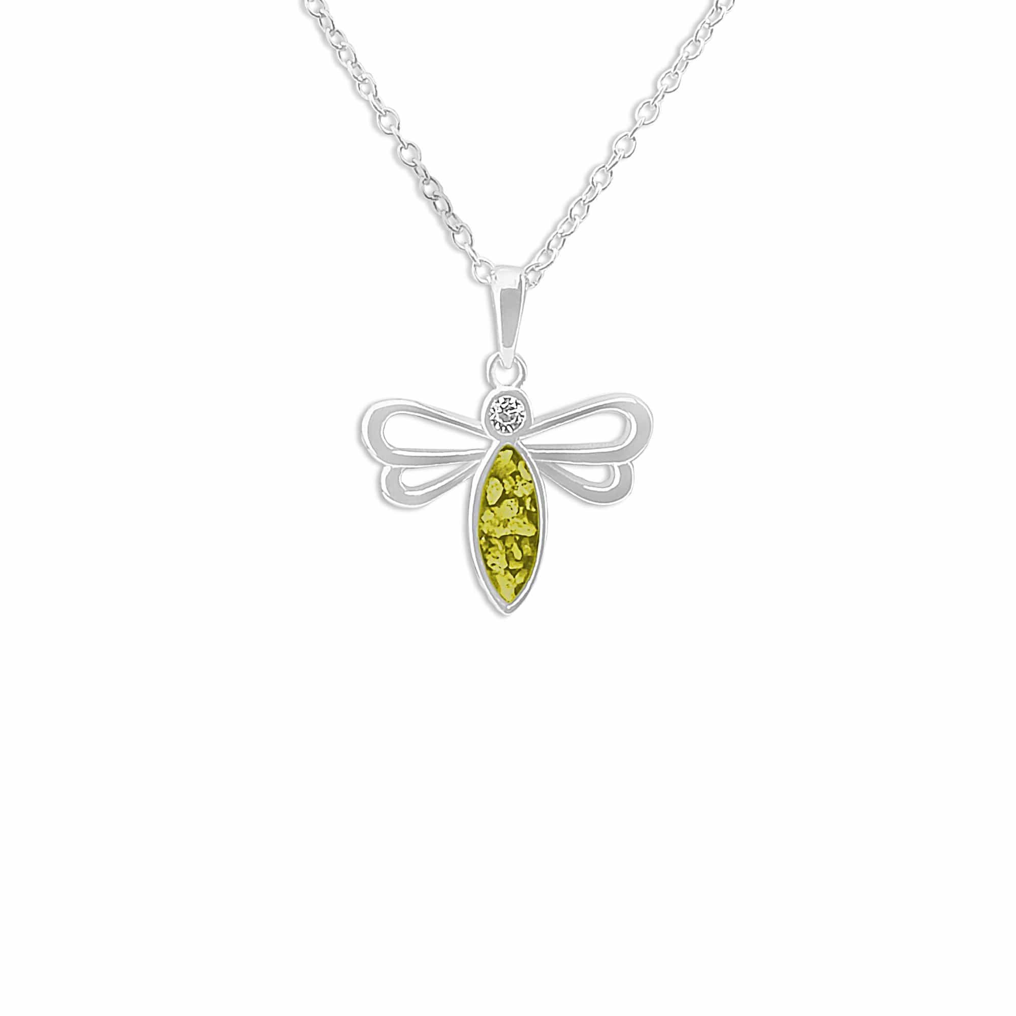 EverWith Ladies Bee Memorial Ashes Pendant with Fine Crystal Yellow