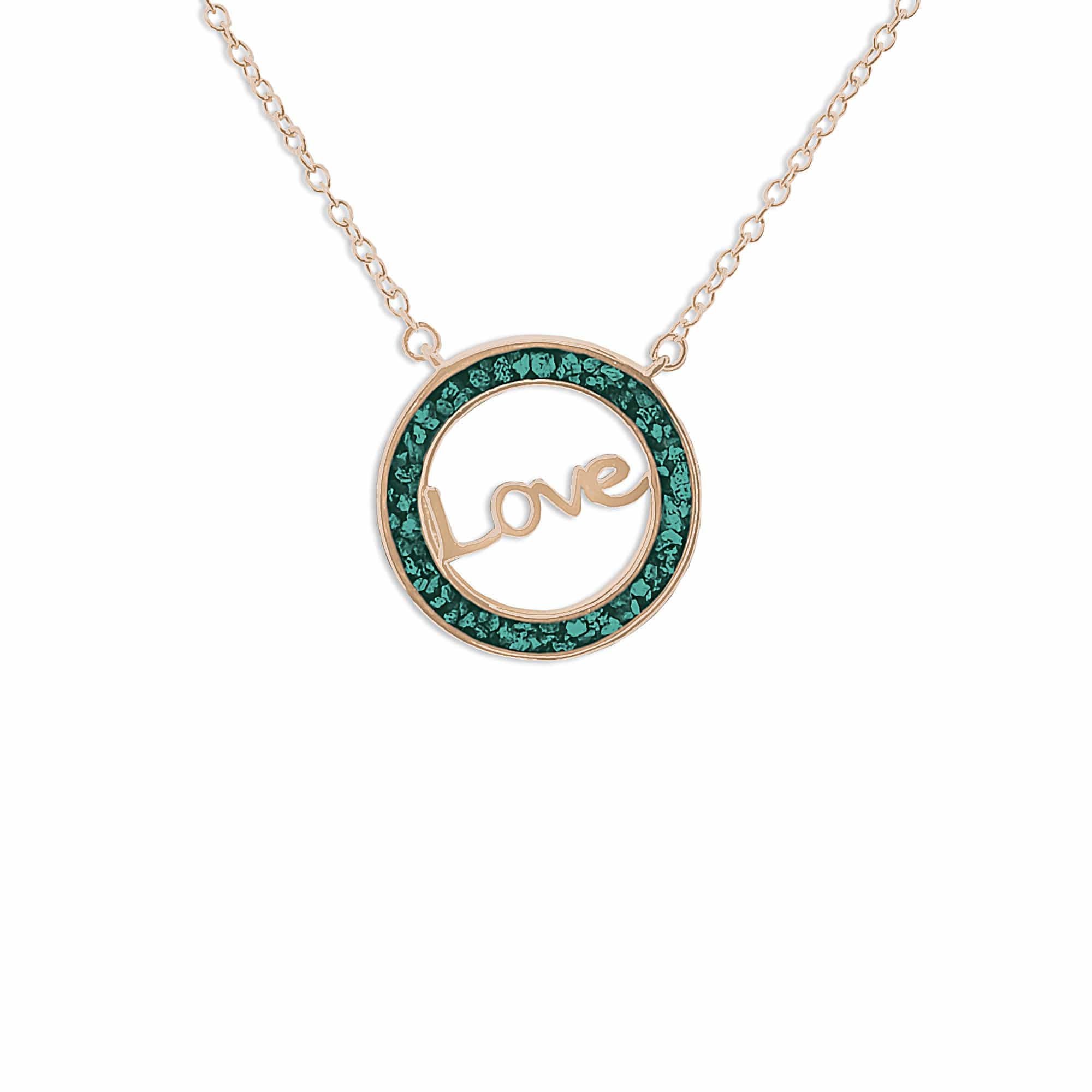 EverWith Ladies Love Memorial Ashes Necklace 9k Rose Gold Aqua