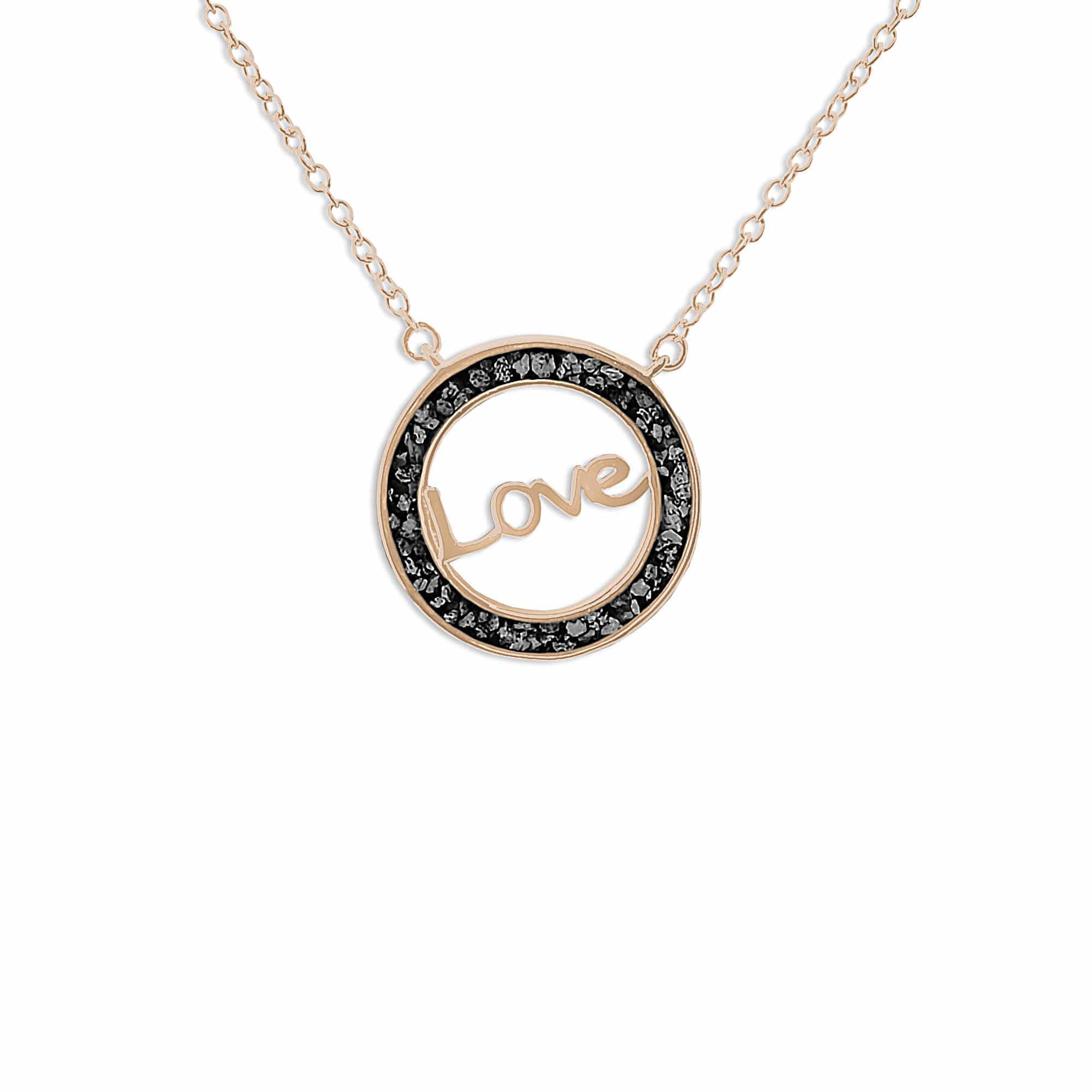 EverWith Ladies Love Memorial Ashes Necklace 9k Rose Gold Black