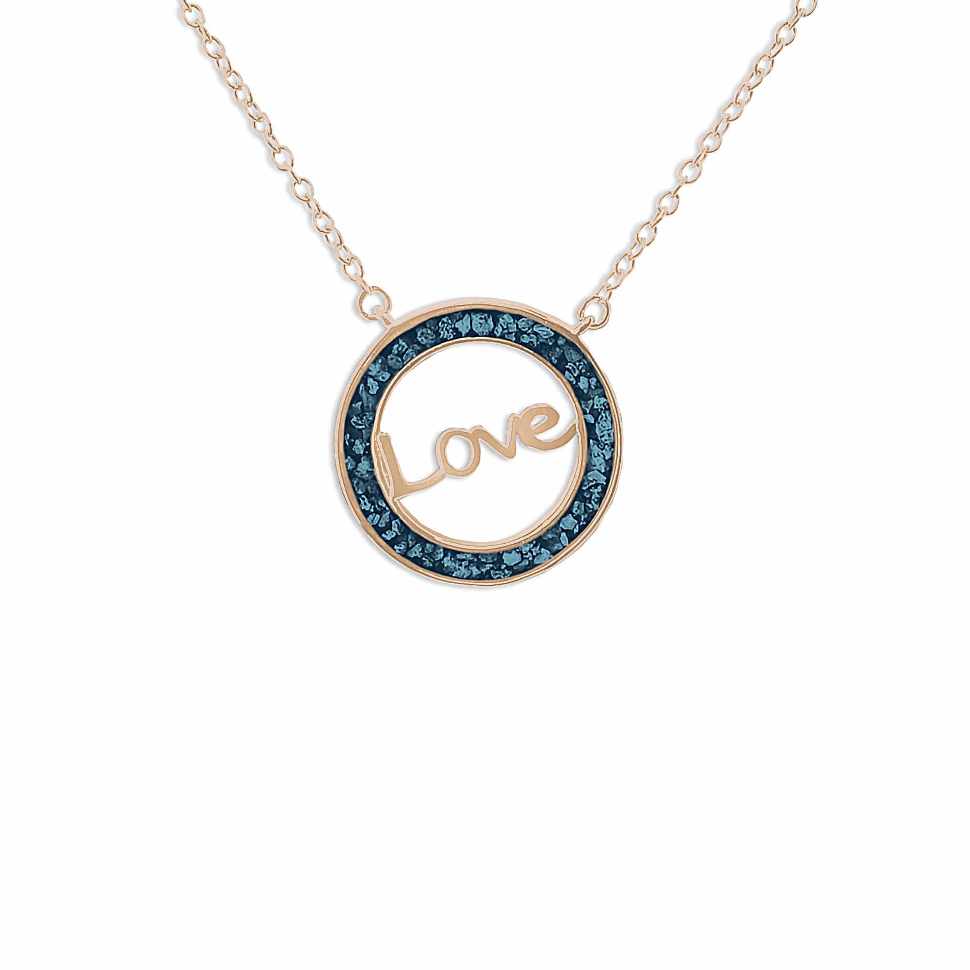 EverWith Ladies Love Memorial Ashes Necklace 9k Rose Gold Blue