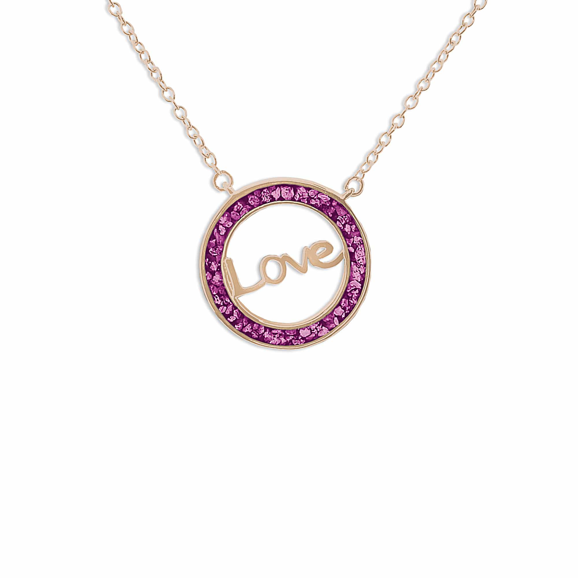 EverWith Ladies Love Memorial Ashes Necklace 9k Rose Gold Pink