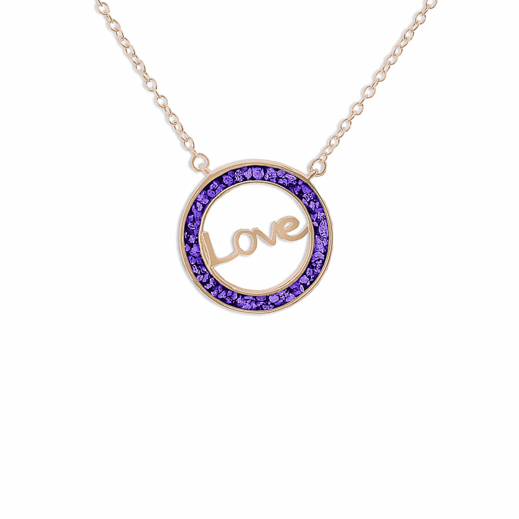 EverWith Ladies Love Memorial Ashes Necklace 9k Rose Gold Purple