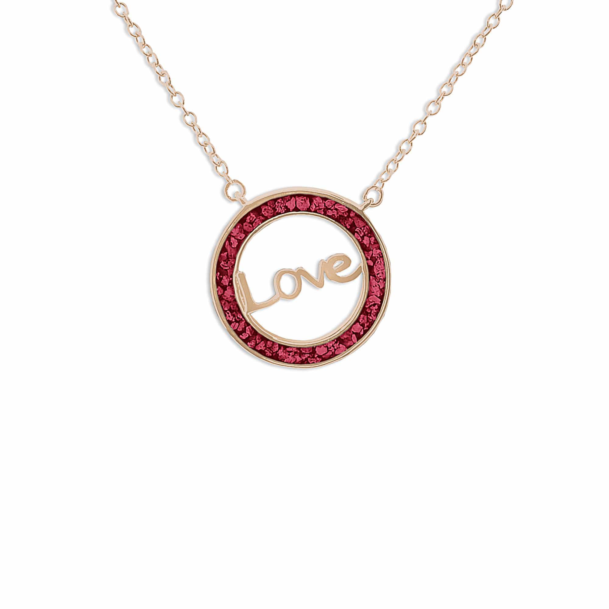 EverWith Ladies Love Memorial Ashes Necklace 9k Rose Gold Red