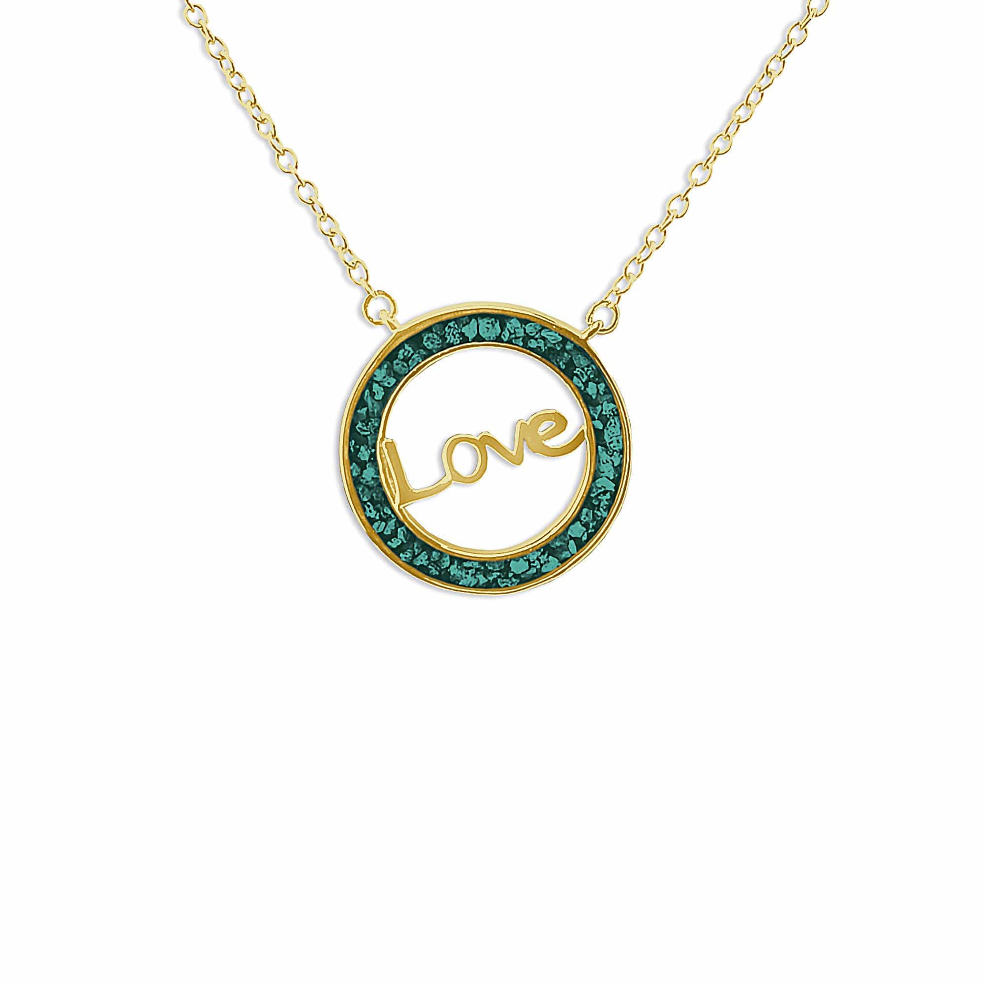 EverWith Ladies Love Memorial Ashes Necklace 9k Yellow Gold Aqua