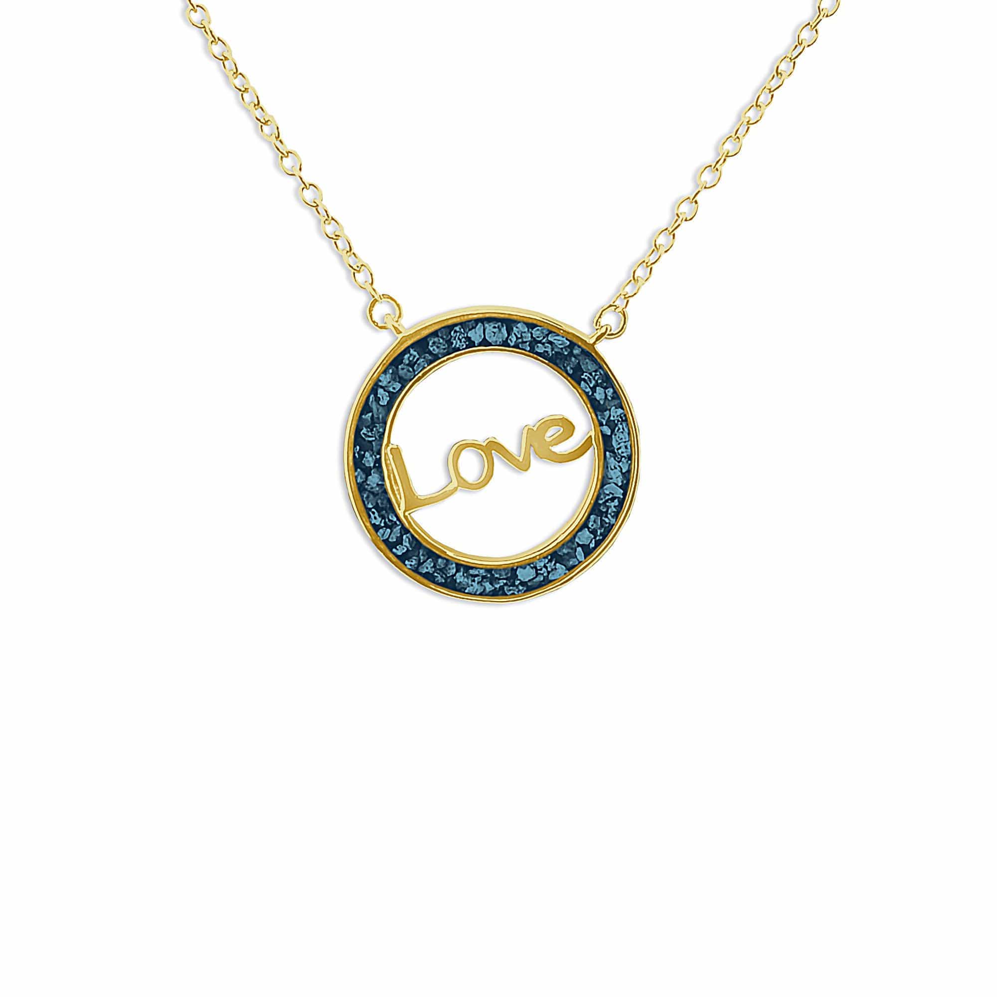 EverWith Ladies Love Memorial Ashes Necklace 9k Yellow Gold Blue