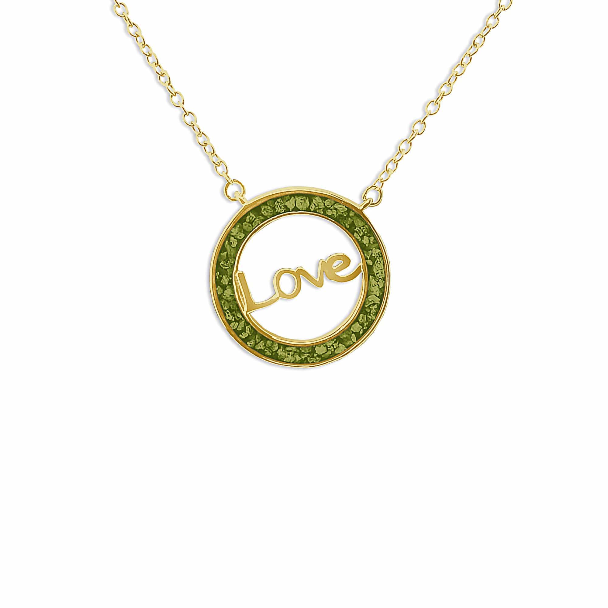 EverWith Ladies Love Memorial Ashes Necklace 9k Yellow Gold Green