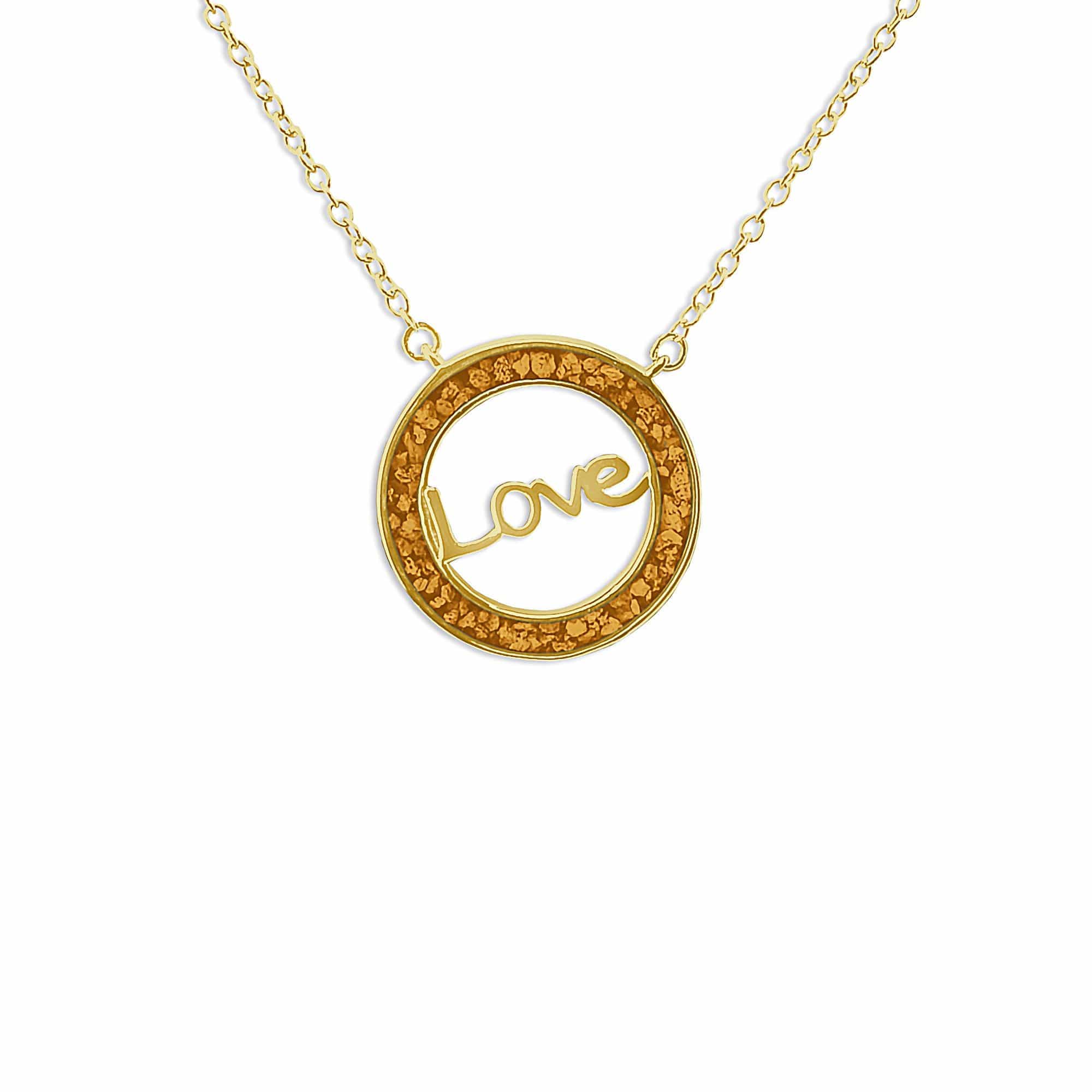 EverWith Ladies Love Memorial Ashes Necklace 9k Yellow Gold Orange