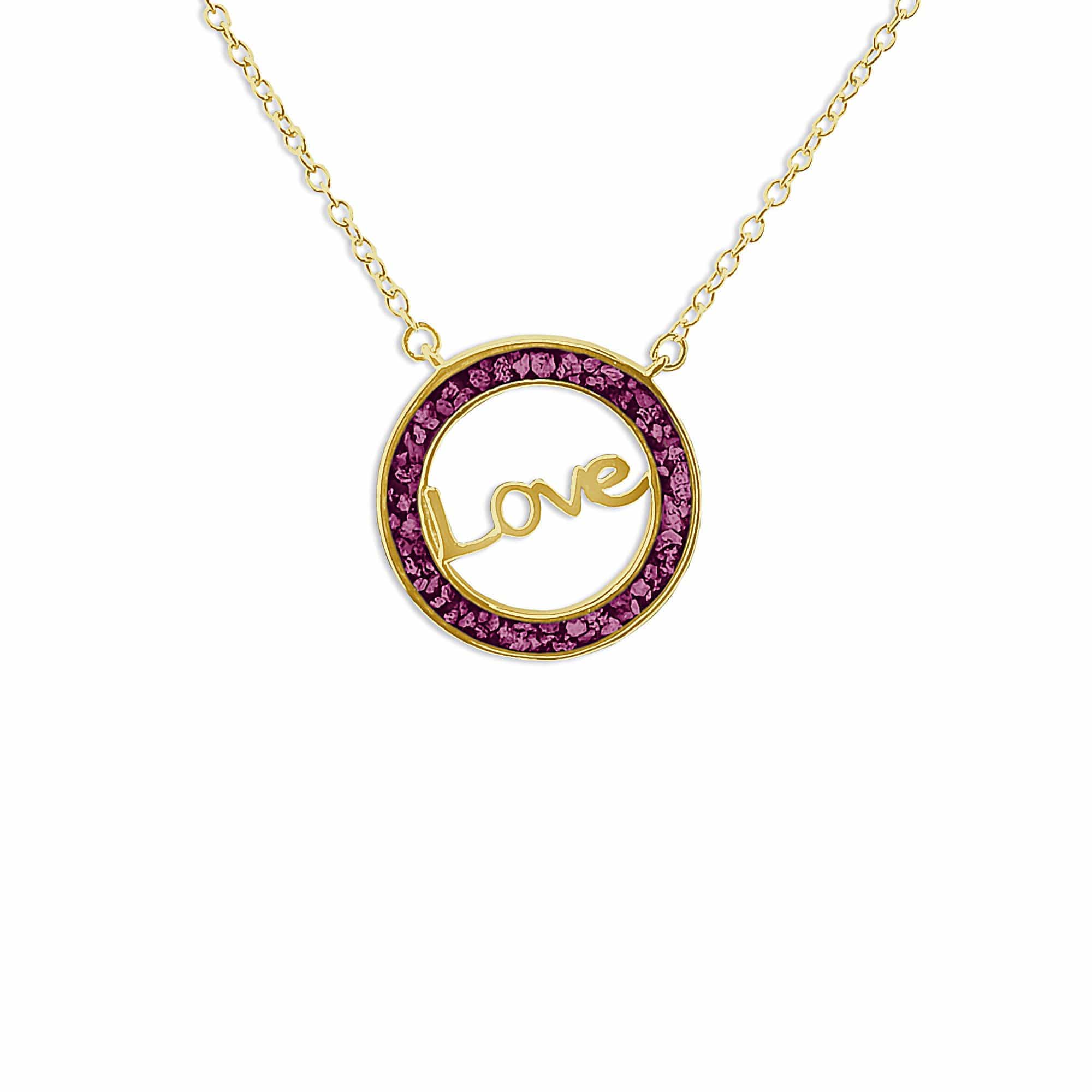 EverWith Ladies Love Memorial Ashes Necklace 9k Yellow Gold Violet