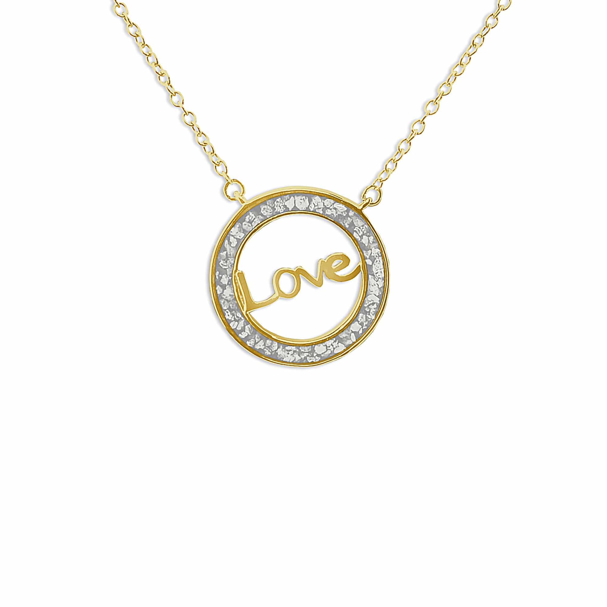 EverWith Ladies Love Memorial Ashes Necklace 9k Yellow Gold White