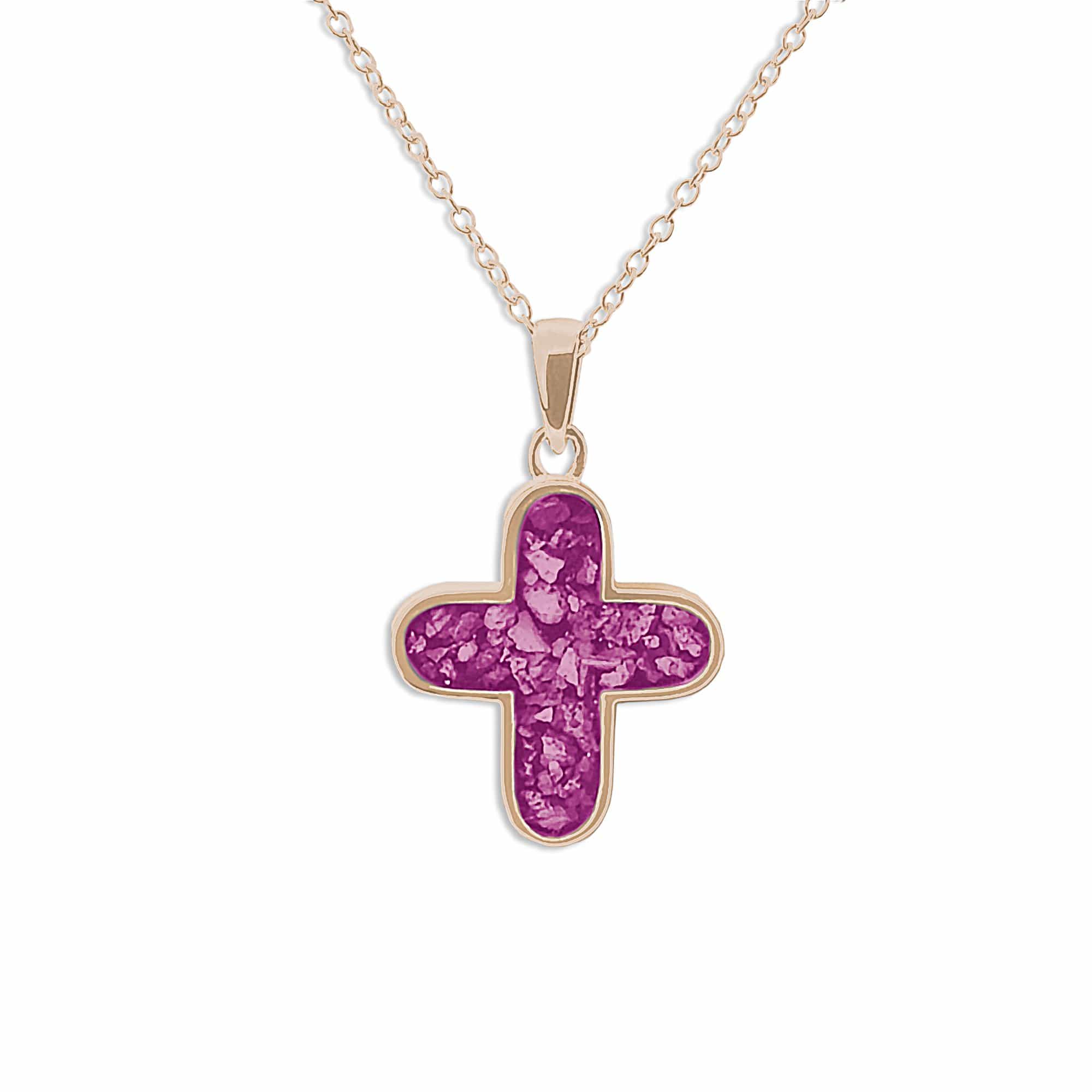 EverWith Unisex Rounded Cross Memorial Ashes Pendant 9k Rose Gold Pink