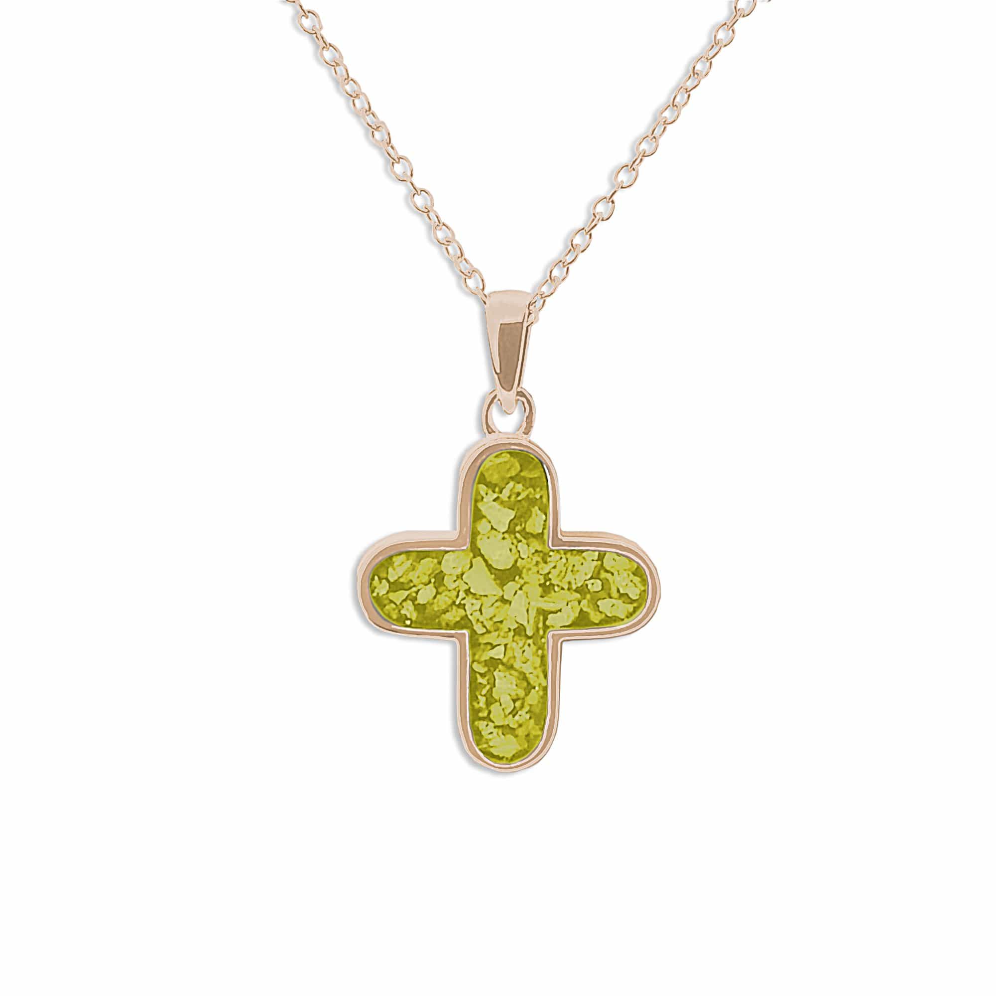 EverWith Unisex Rounded Cross Memorial Ashes Pendant 9k Rose Gold Yellow