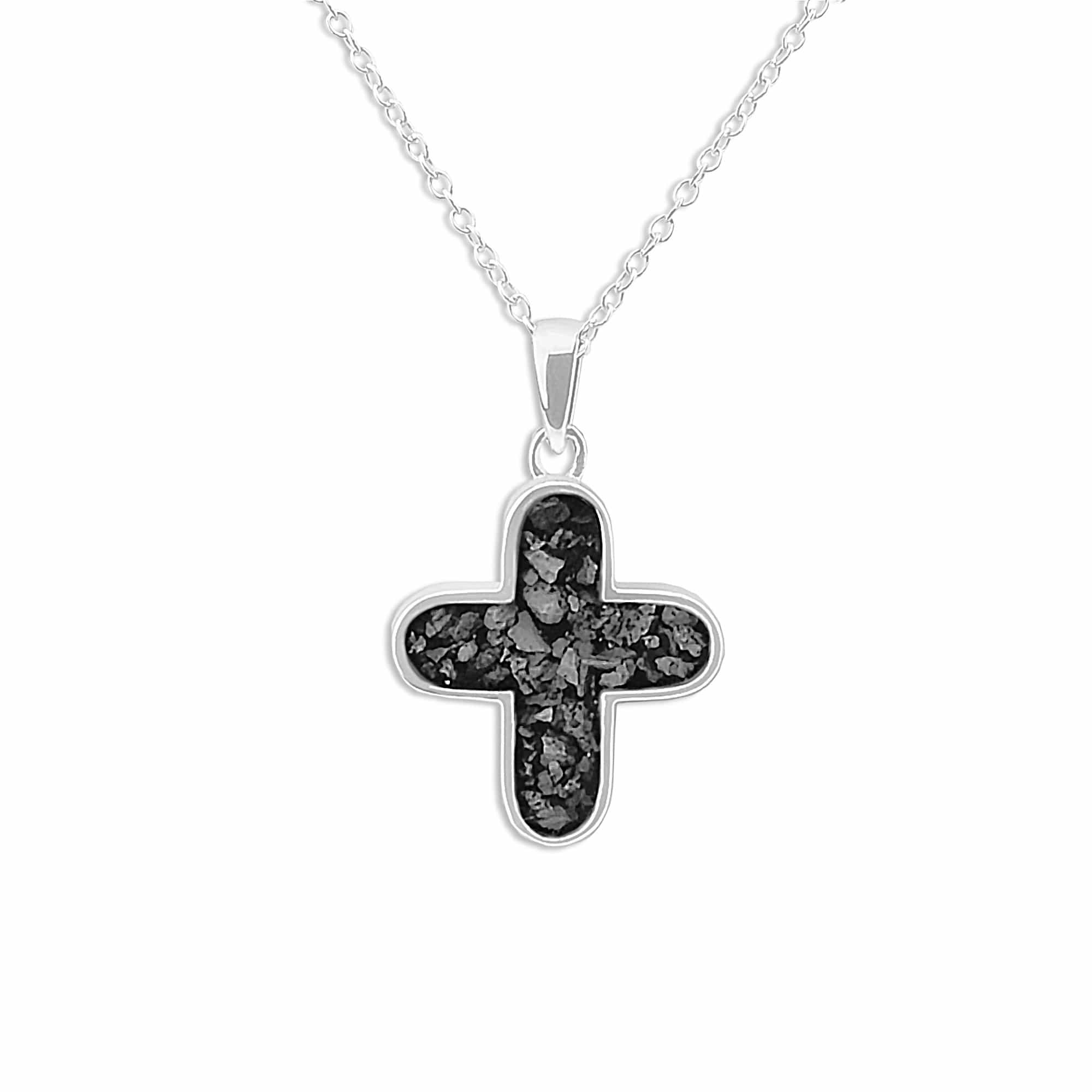EverWith Unisex Rounded Cross Memorial Ashes Pendant Black