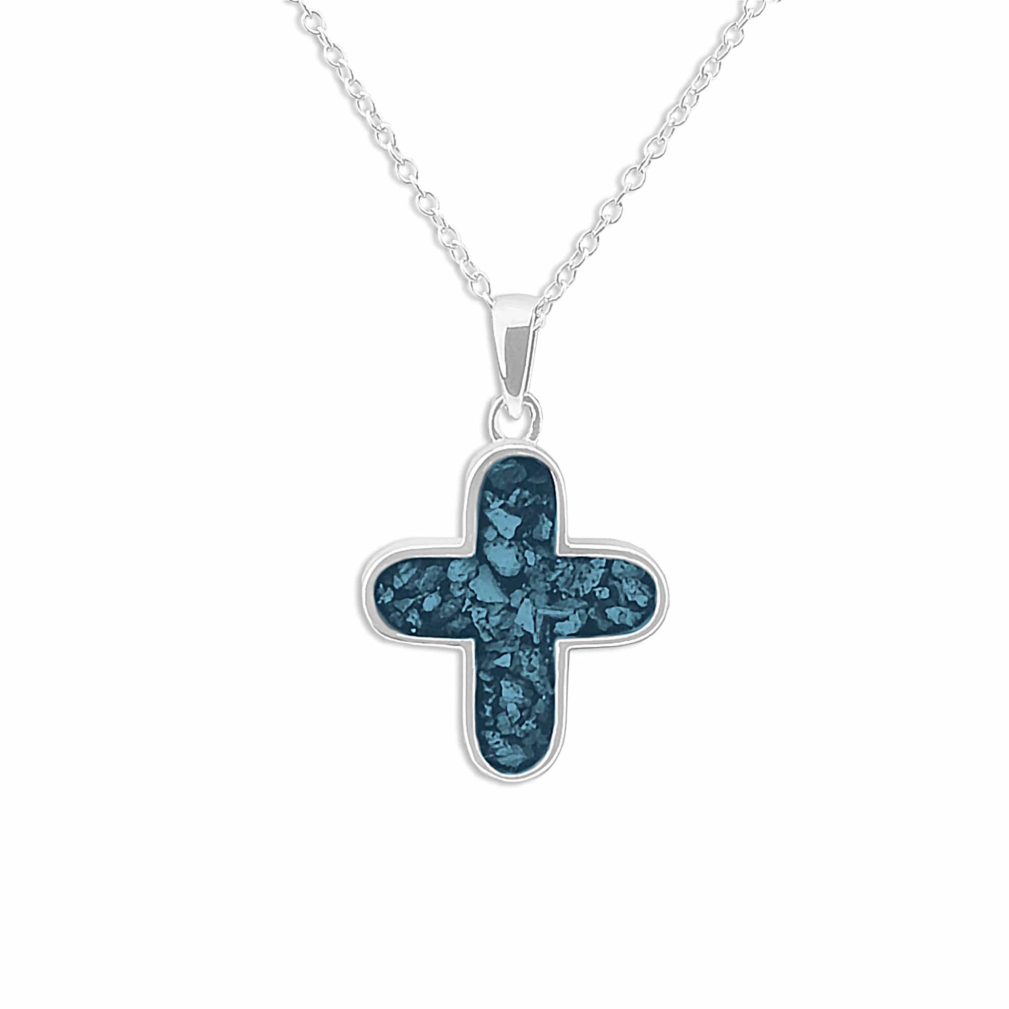 EverWith Unisex Rounded Cross Memorial Ashes Pendant Blue