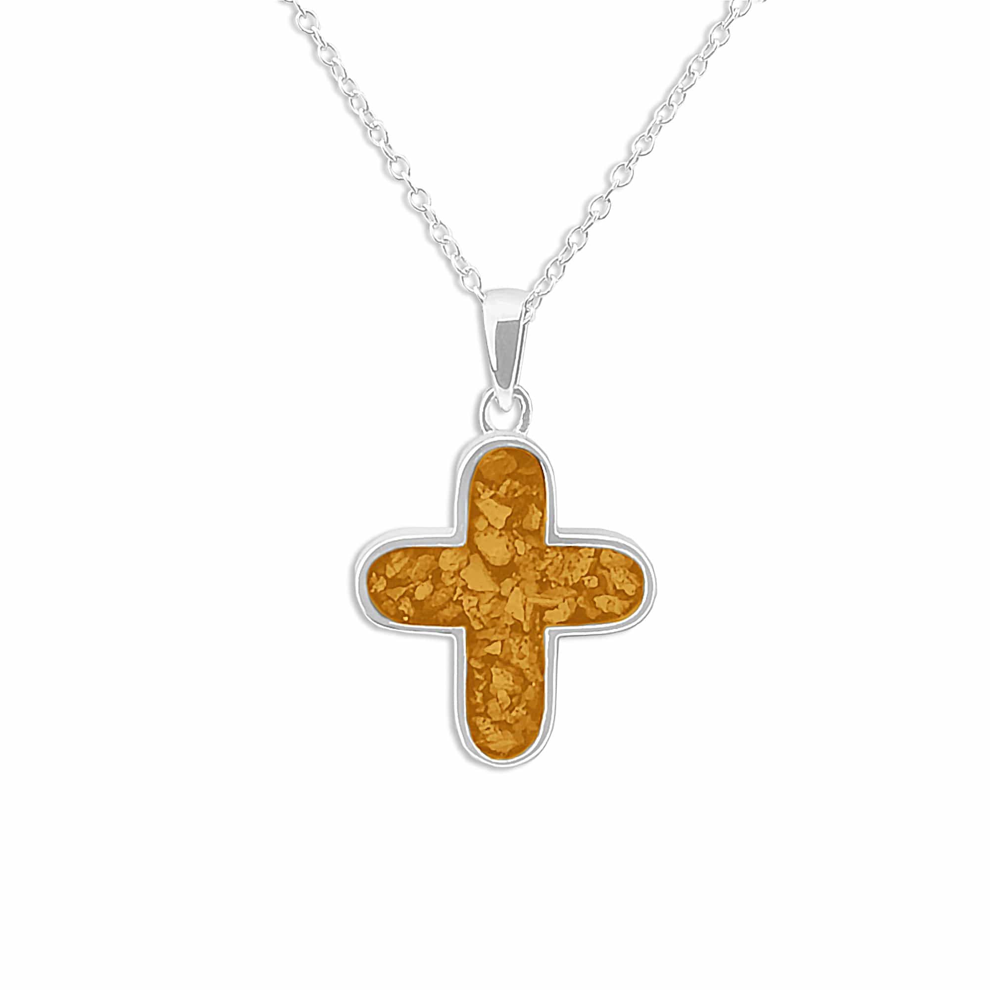 EverWith Unisex Rounded Cross Memorial Ashes Pendant Orange
