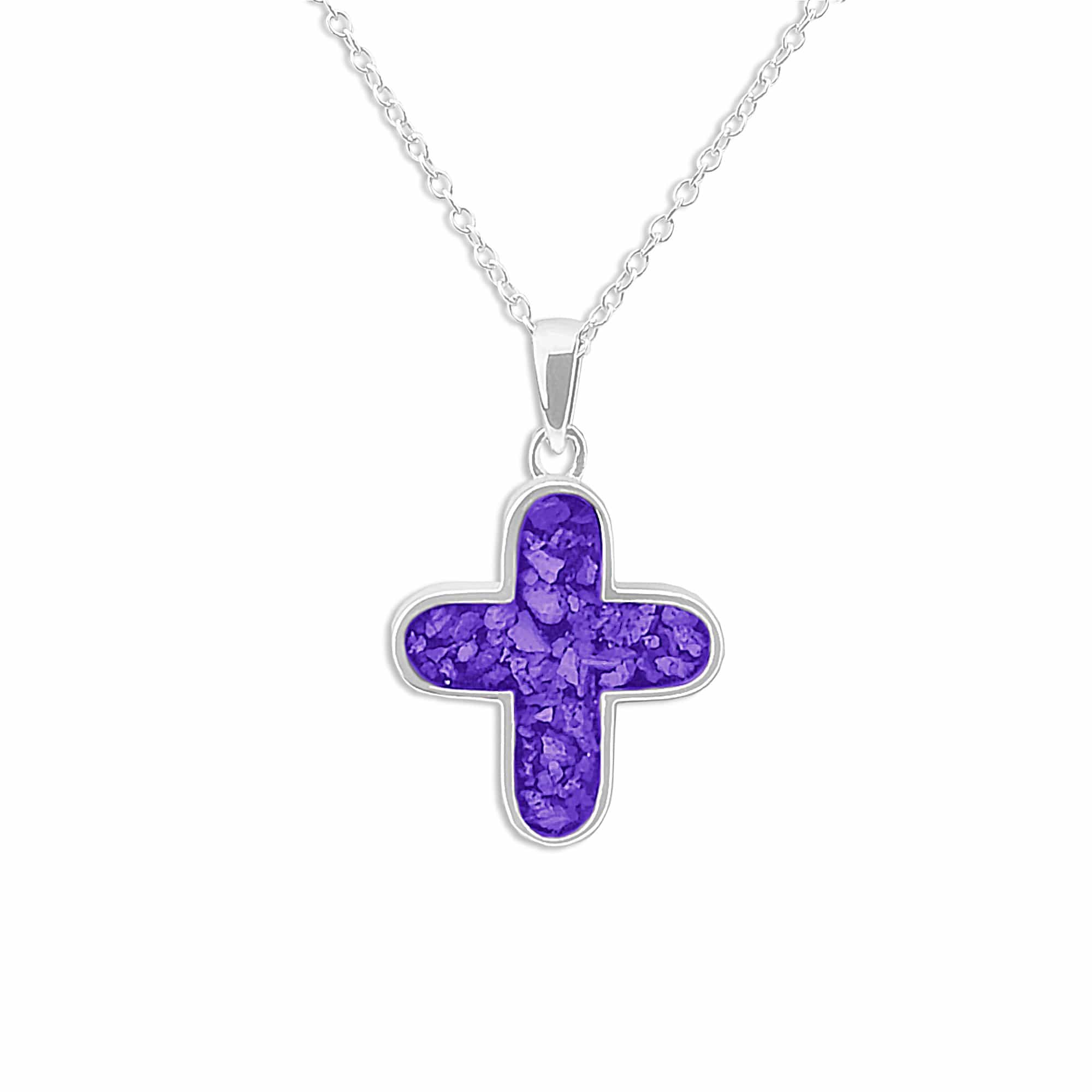 EverWith Unisex Rounded Cross Memorial Ashes Pendant Purple