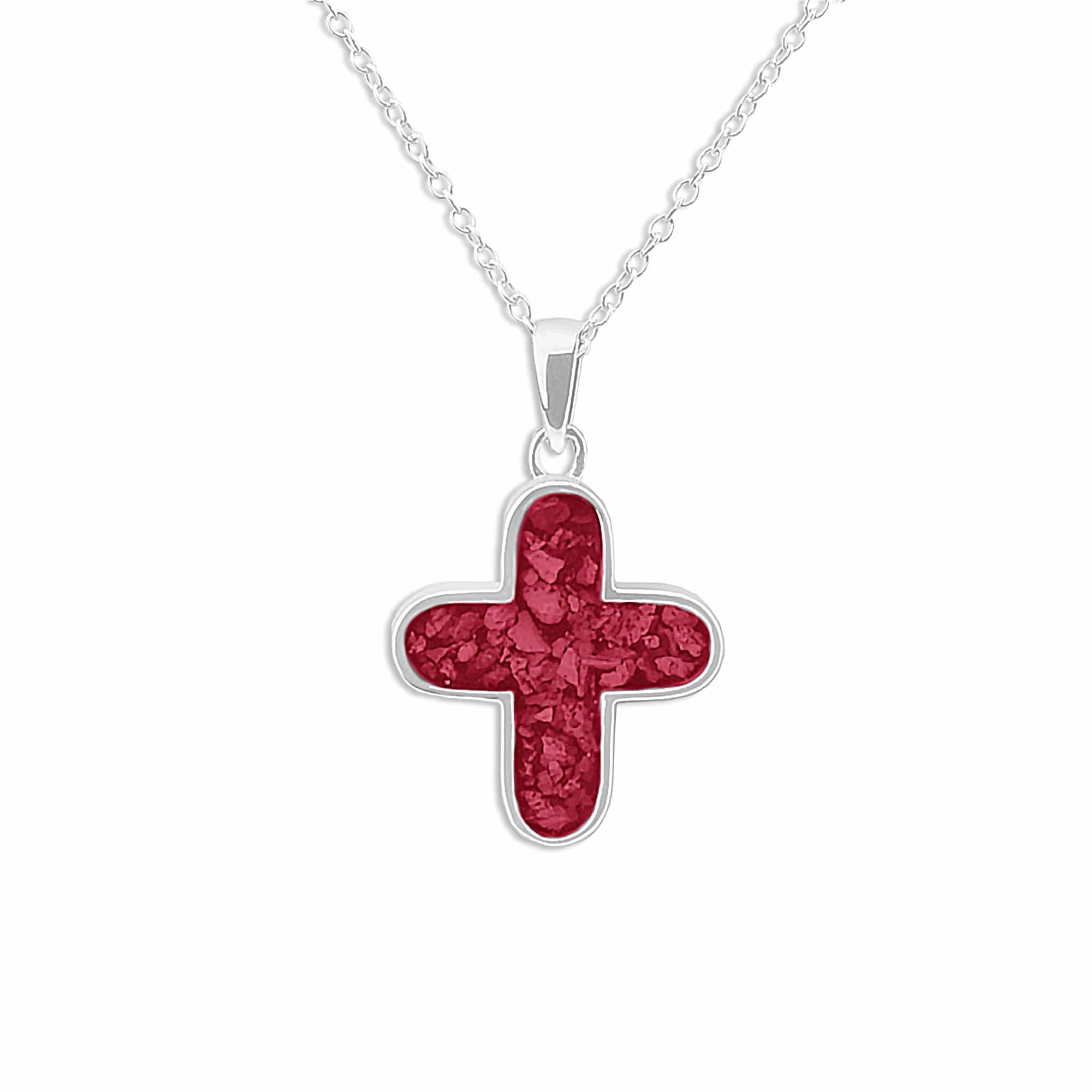 EverWith Unisex Rounded Cross Memorial Ashes Pendant Red