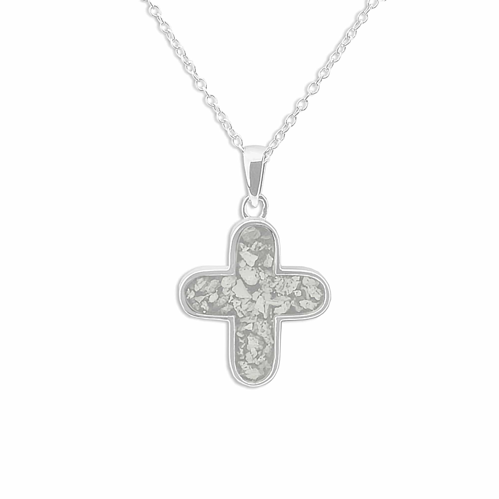 EverWith Unisex Rounded Cross Memorial Ashes Pendant White