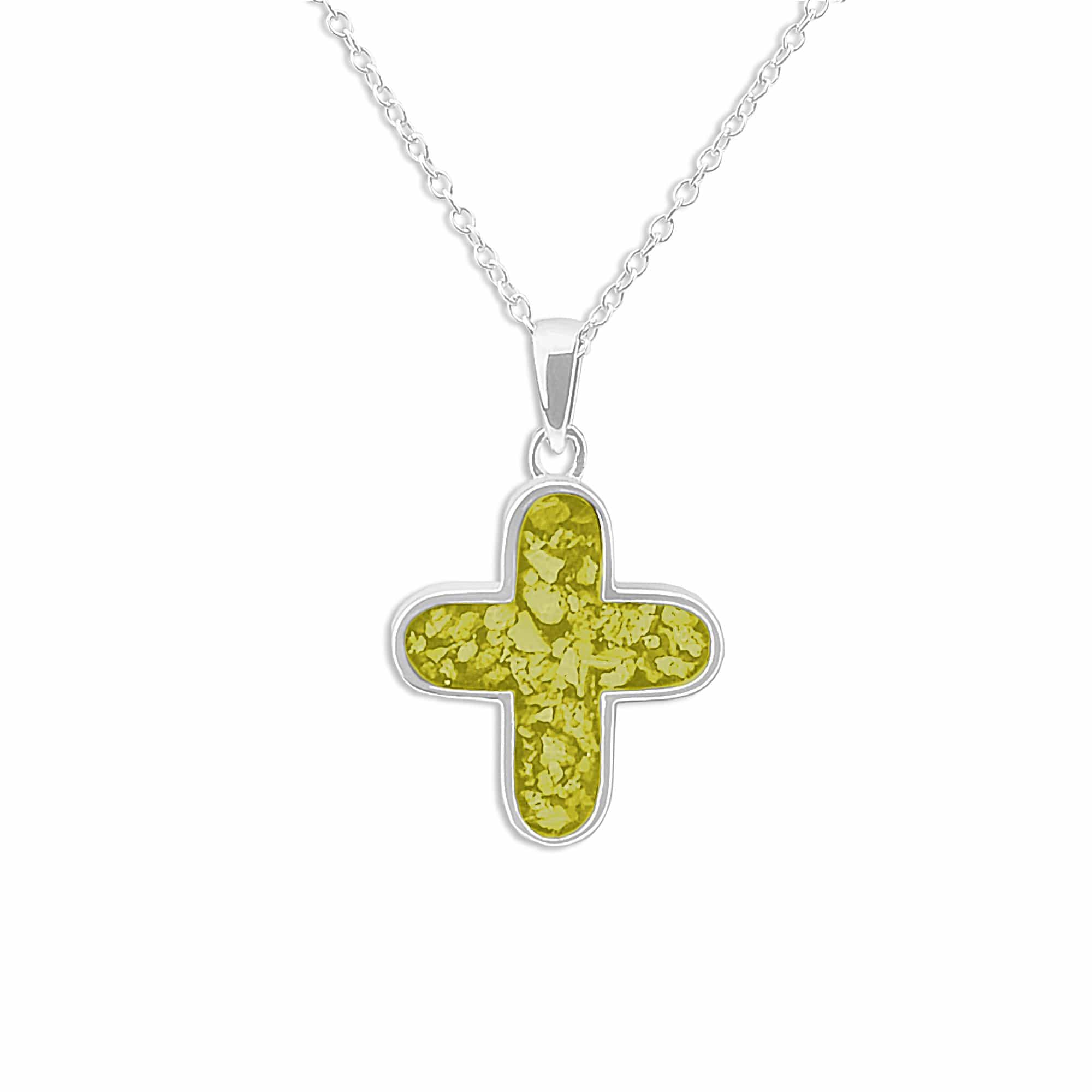 EverWith Unisex Rounded Cross Memorial Ashes Pendant Yellow