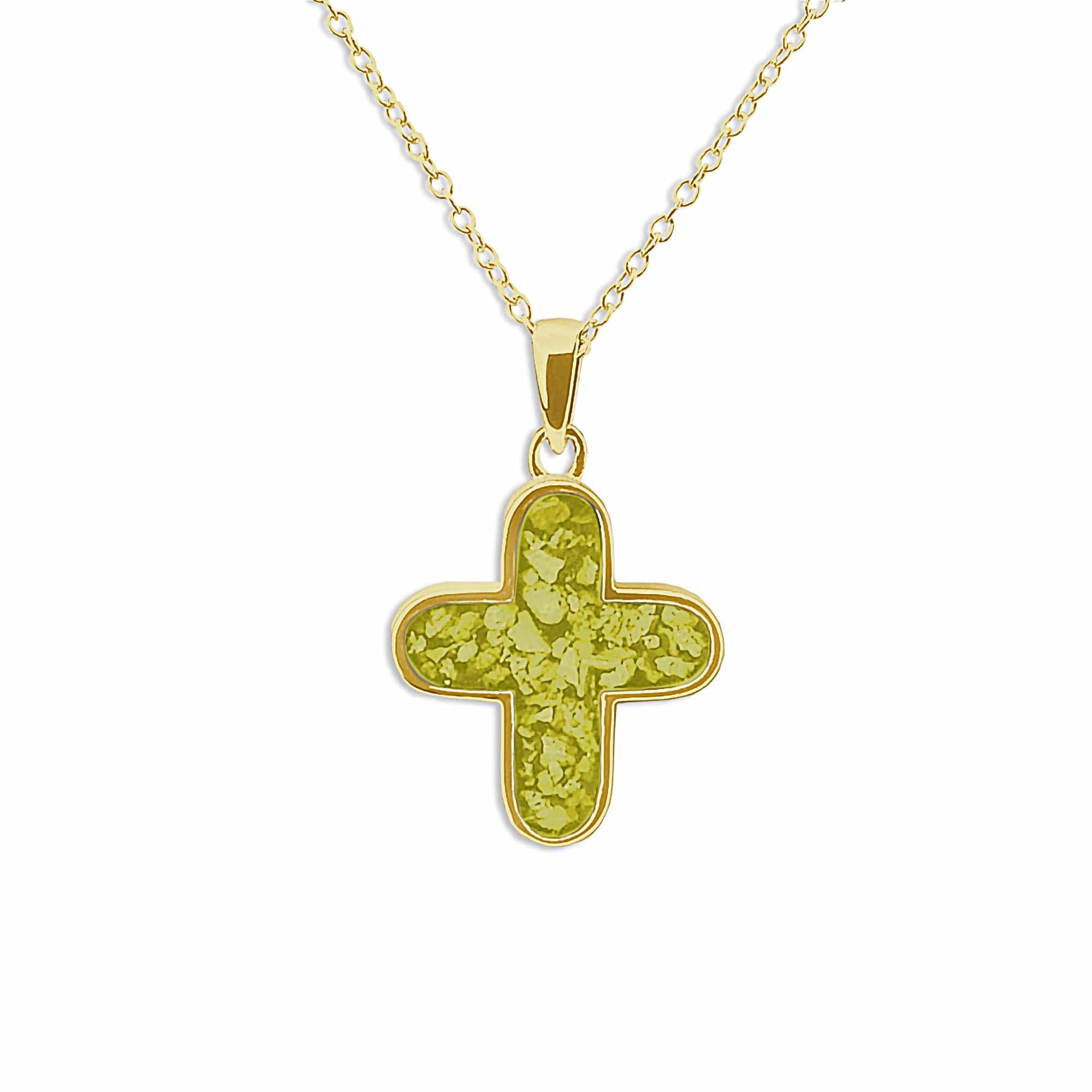 EverWith Unisex Rounded Cross Memorial Ashes Pendant 9k Yellow Gold Yellow