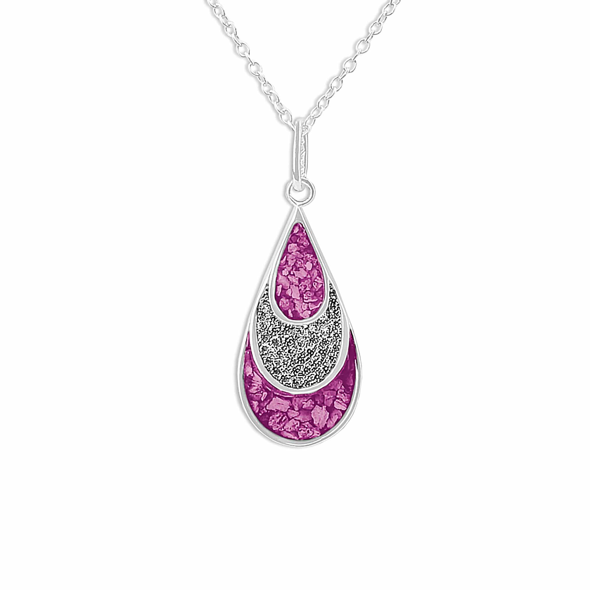 EverWith Ladies Layered Teardrop Memorial Ashes Pendant with Fine Crystals Pink