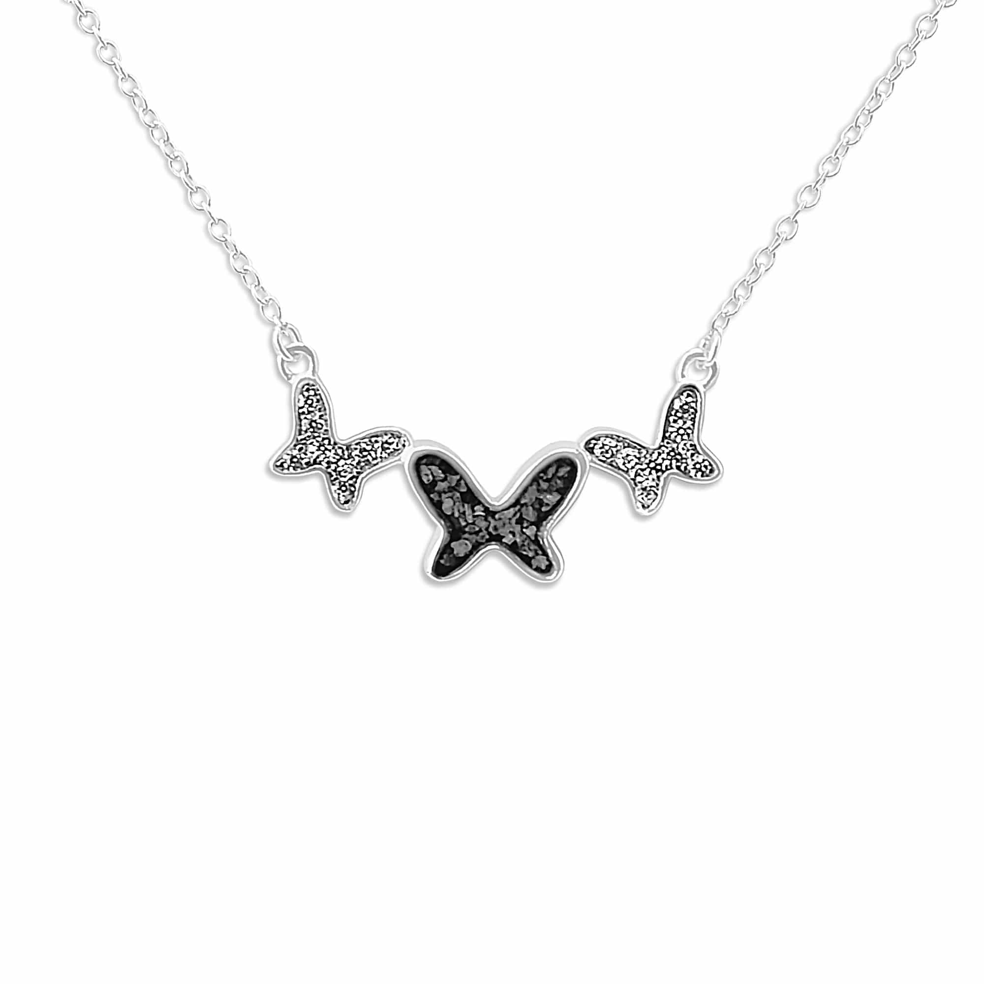 EverWith Ladies Butterflies Memorial Ashes Necklace with Fine Crystals Black