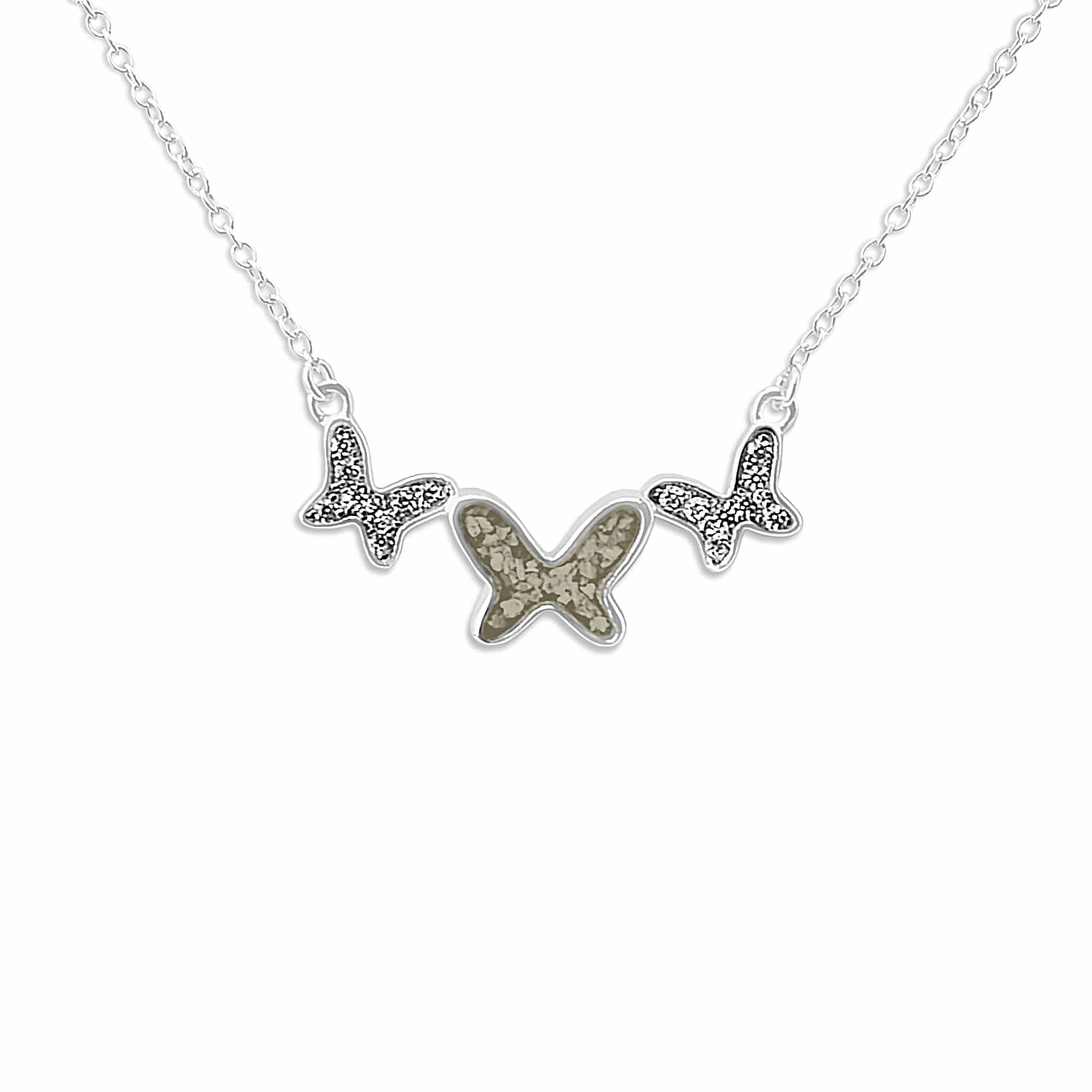 EverWith Ladies Butterflies Memorial Ashes Necklace with Fine Crystals Transparent