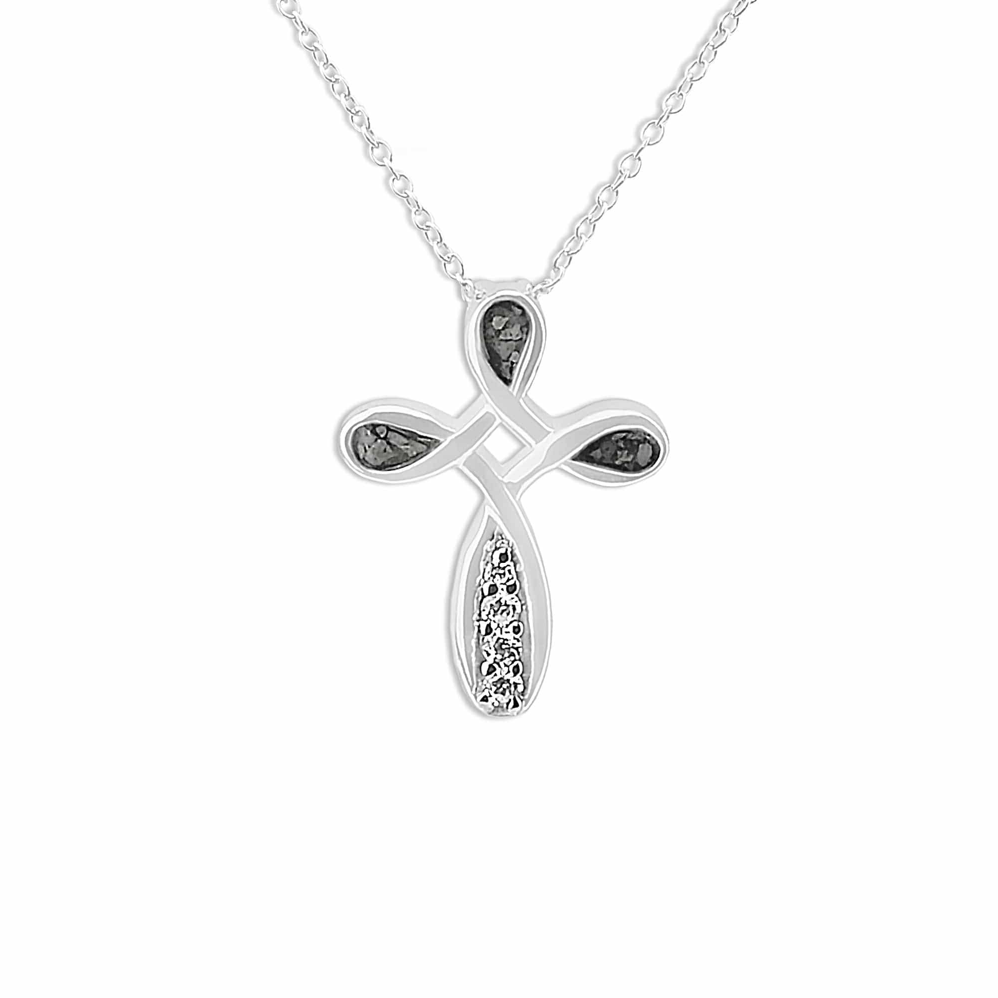 EverWith Unisex Celtic Cross Memorial Ashes Pendant with Fine Crystals Black
