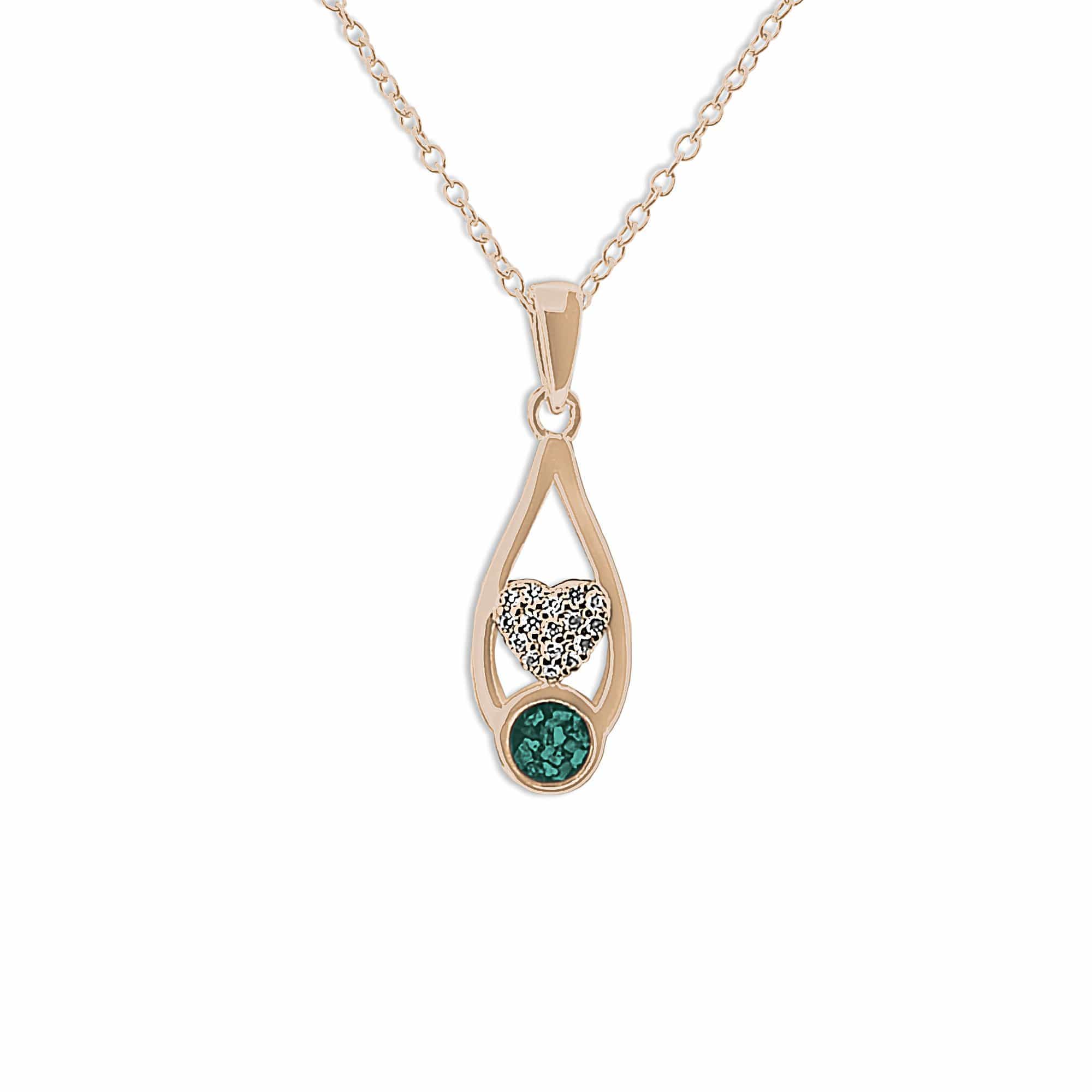 EverWith Ladies Protect Memorial Ashes Pendant with Fine Crystals 9k Rose Gold Aqua
