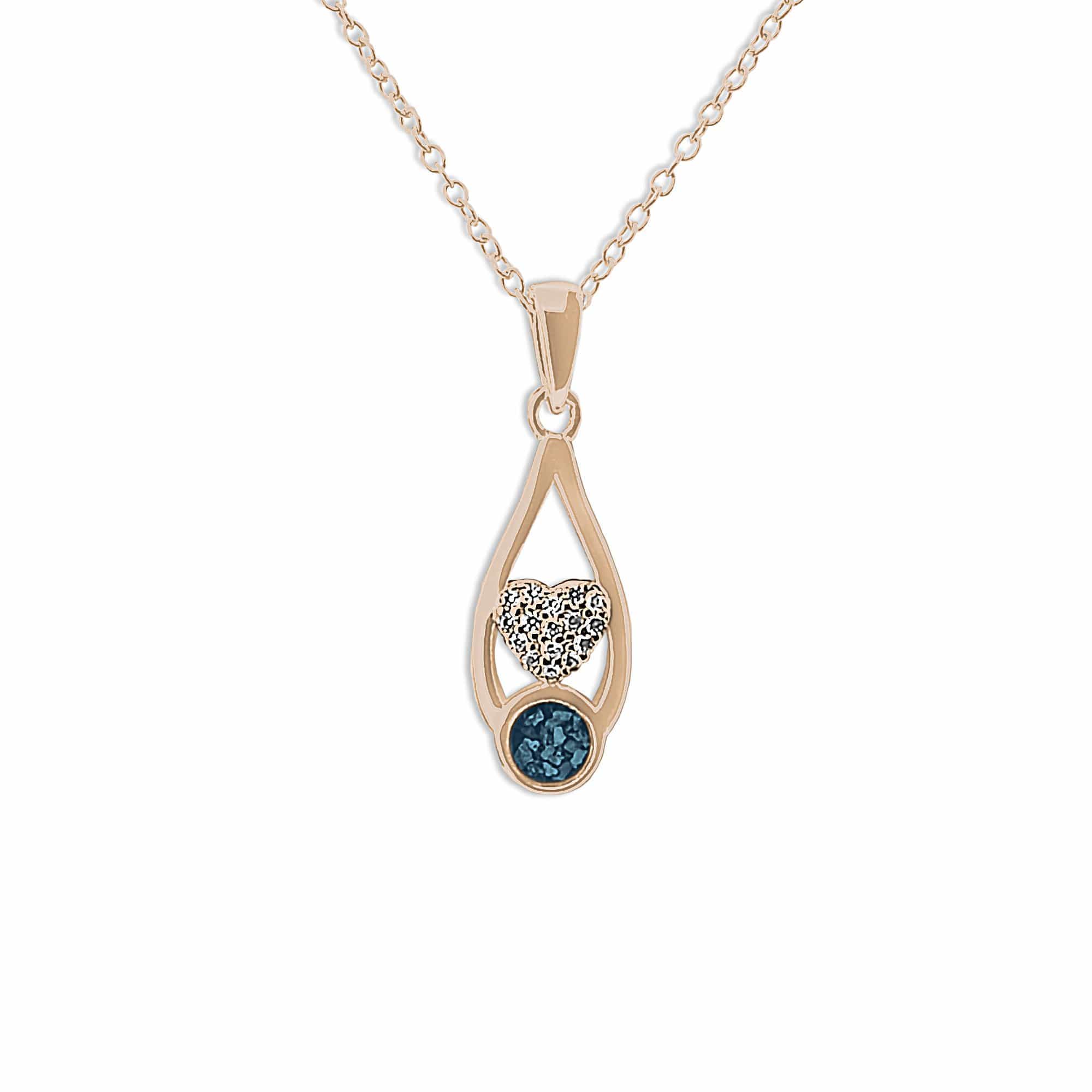 EverWith Ladies Protect Memorial Ashes Pendant with Fine Crystals 9k Rose Gold Blue