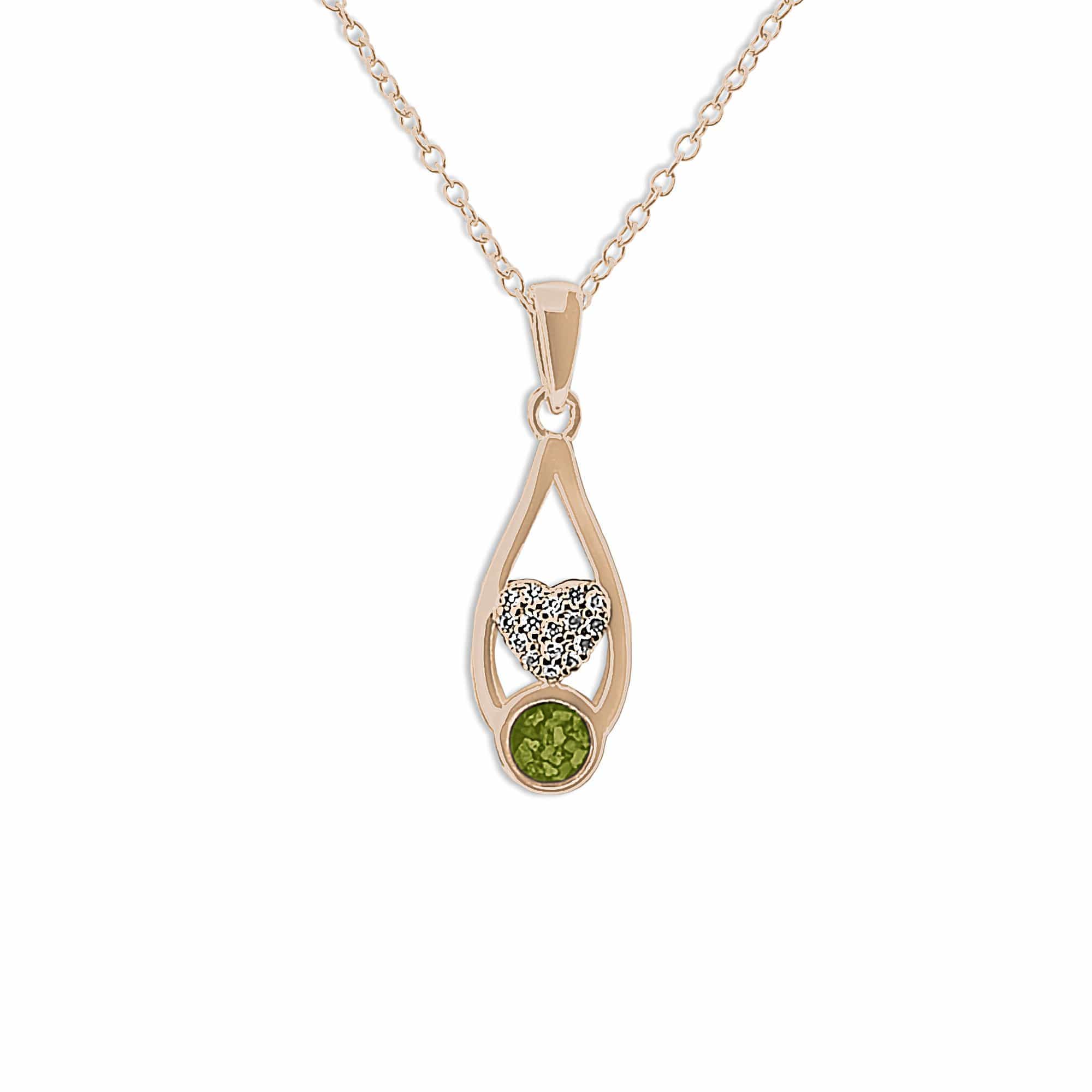 EverWith Ladies Protect Memorial Ashes Pendant with Fine Crystals 9k Rose Gold Green