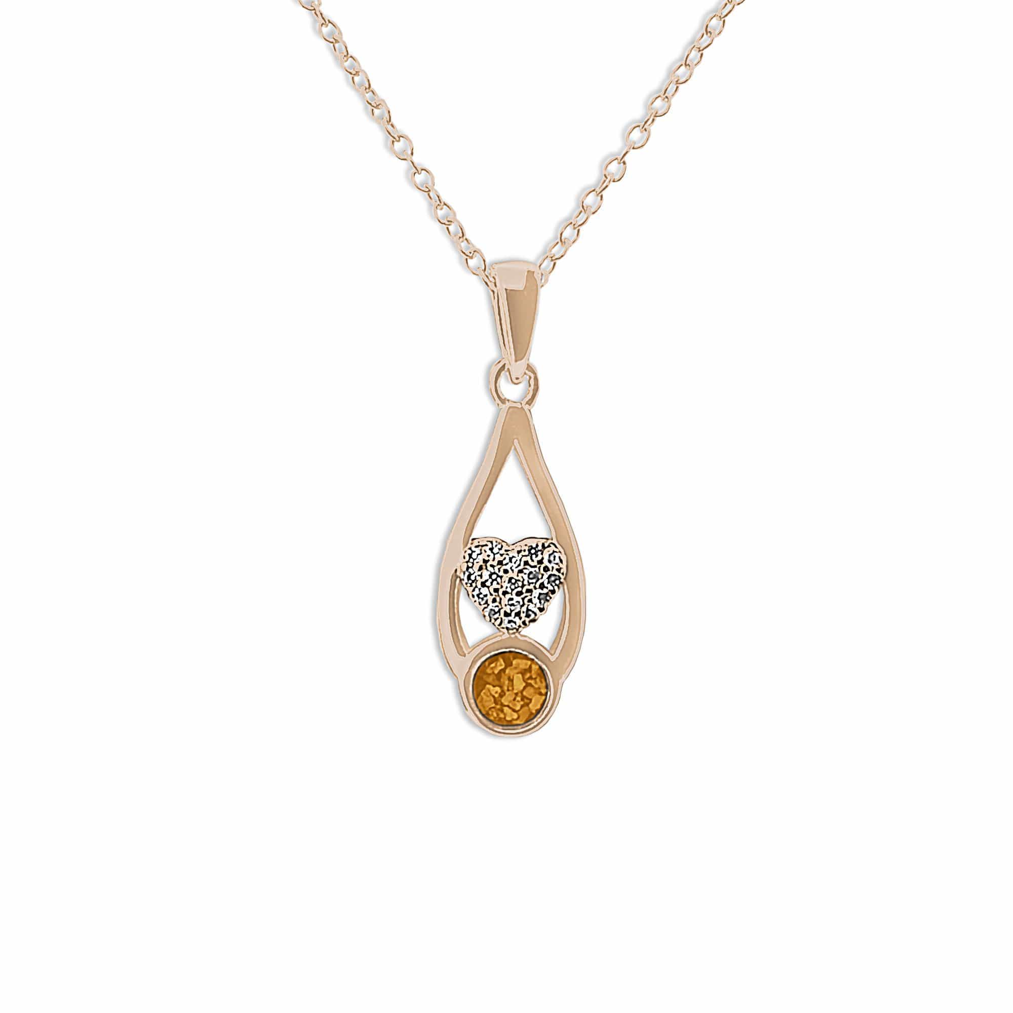 EverWith Ladies Protect Memorial Ashes Pendant with Fine Crystals 9k Rose Gold Orange