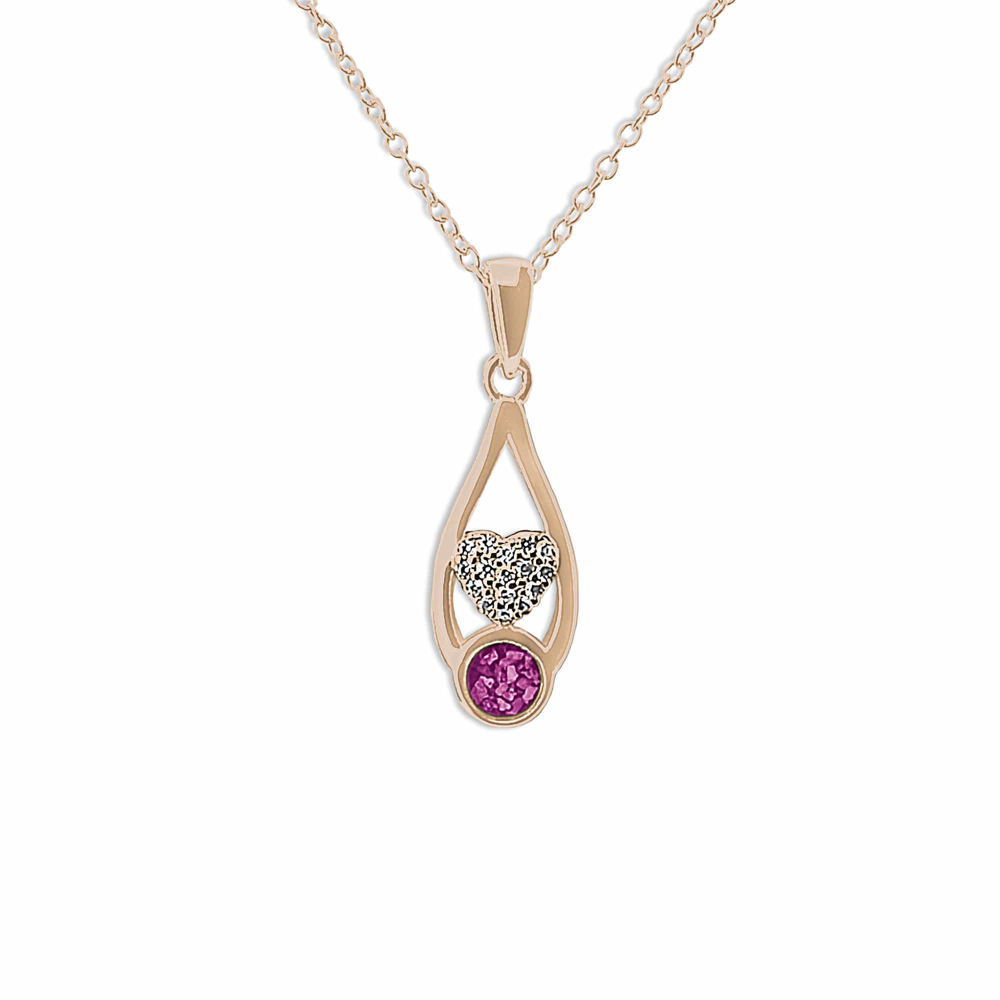 EverWith Ladies Protect Memorial Ashes Pendant with Fine Crystals 9k Rose Gold Pink