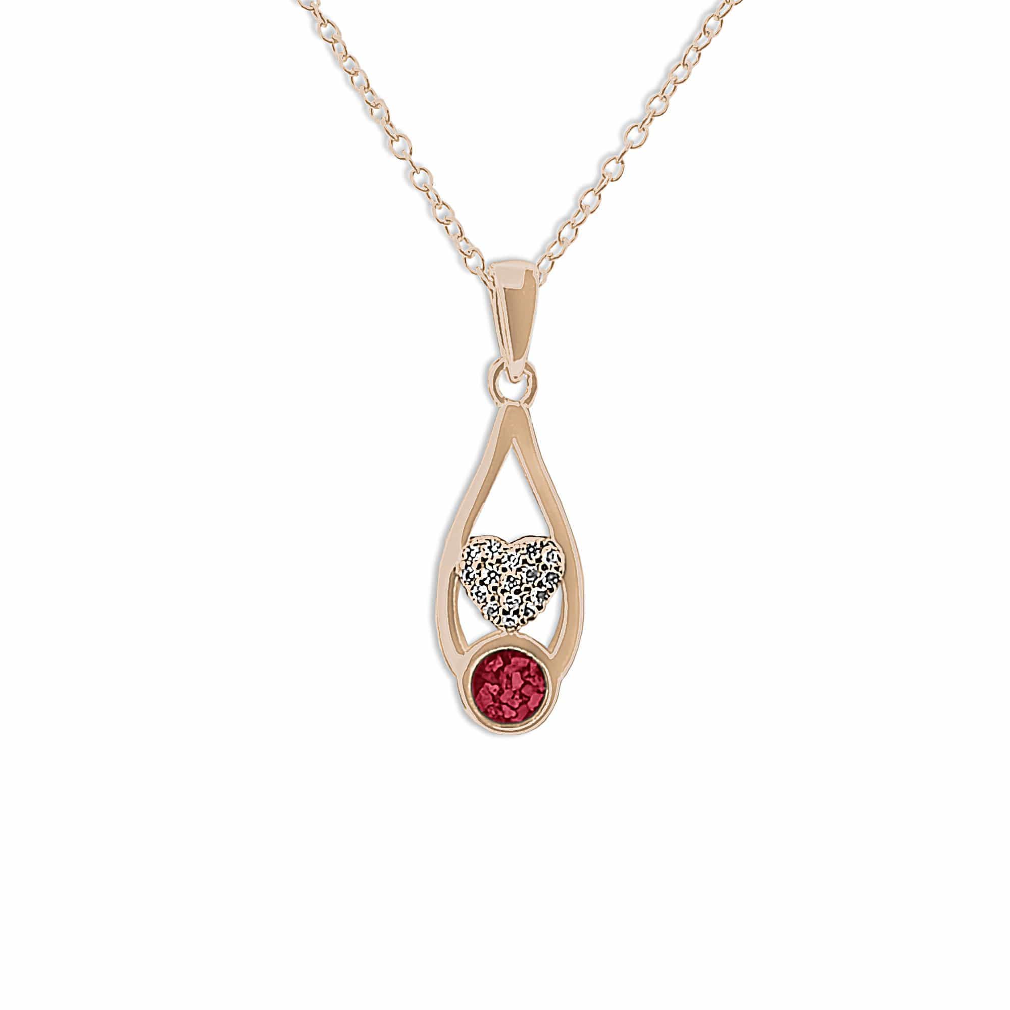 EverWith Ladies Protect Memorial Ashes Pendant with Fine Crystals 9k Rose Gold Red