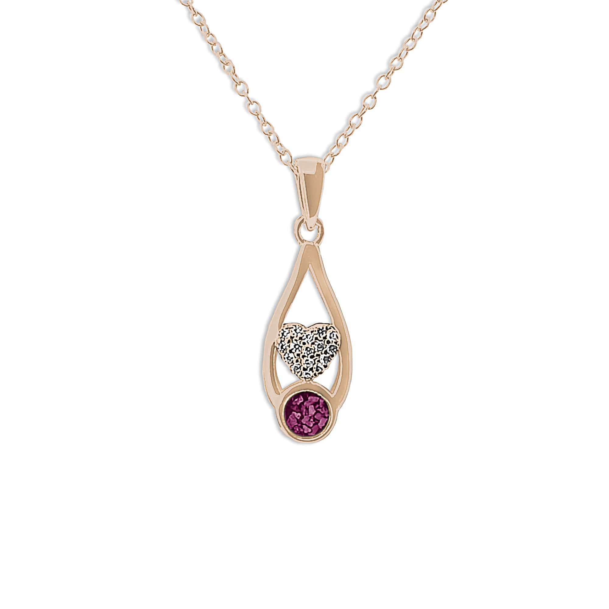 EverWith Ladies Protect Memorial Ashes Pendant with Fine Crystals 9k Rose Gold Violet