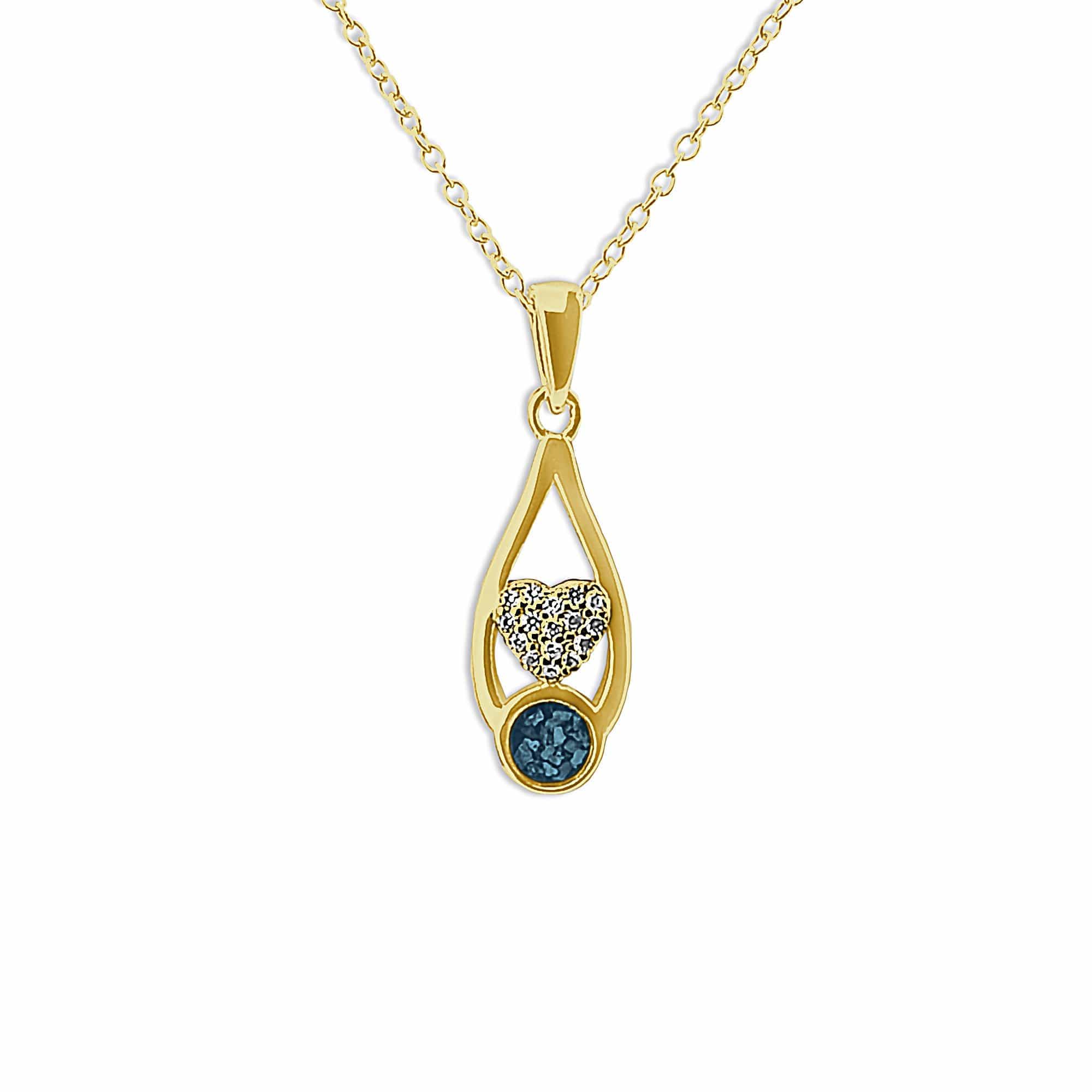 EverWith Ladies Protect Memorial Ashes Pendant with Fine Crystals 9k Yellow Gold Blue
