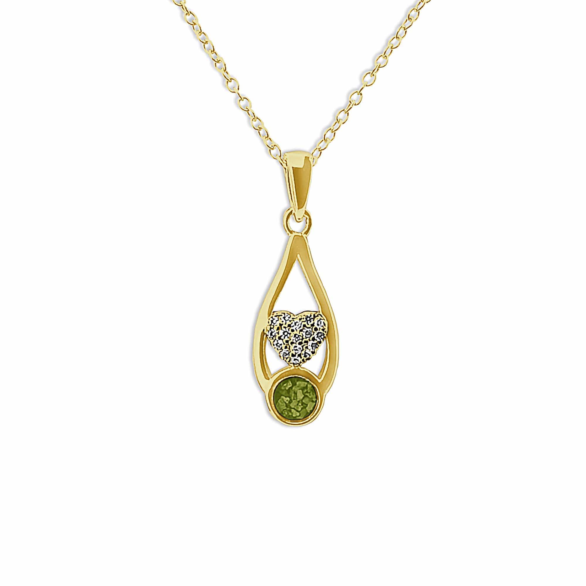 EverWith Ladies Protect Memorial Ashes Pendant with Fine Crystals 9k Yellow Gold Green