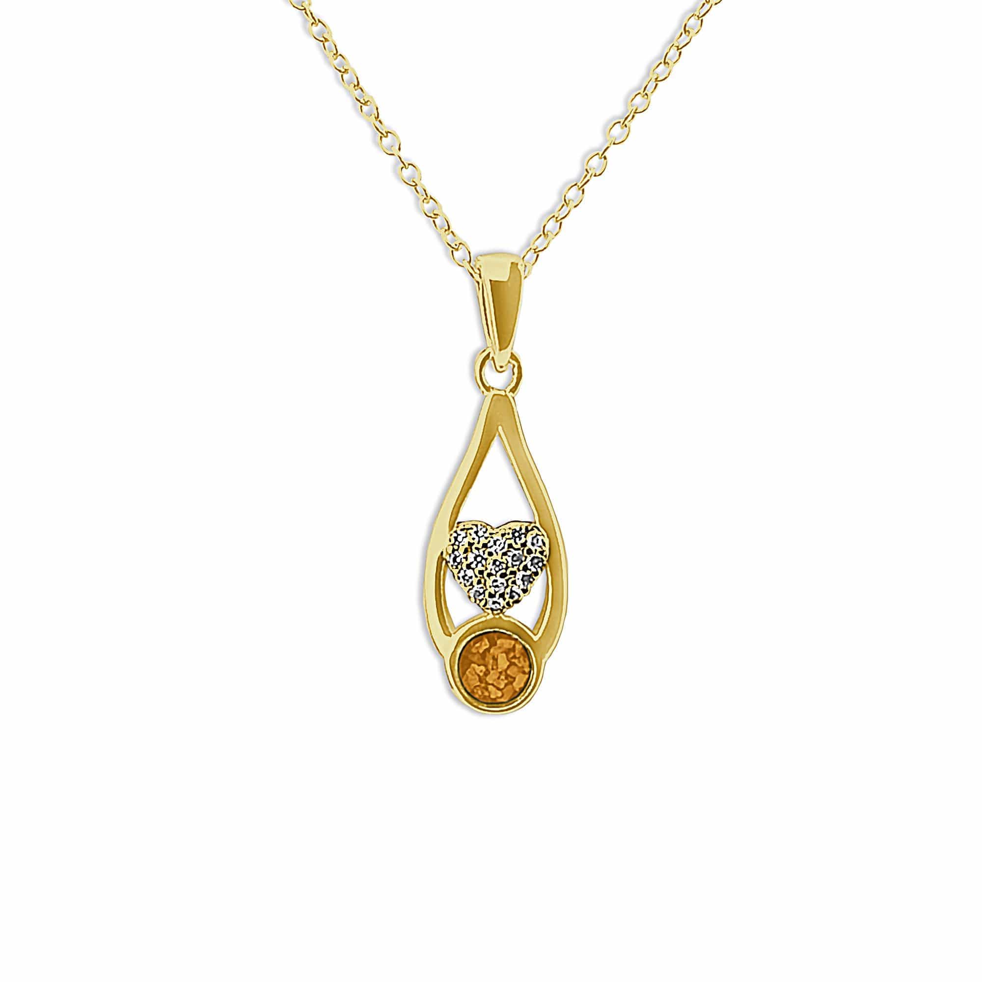 EverWith Ladies Protect Memorial Ashes Pendant with Fine Crystals 9k Yellow Gold Orange