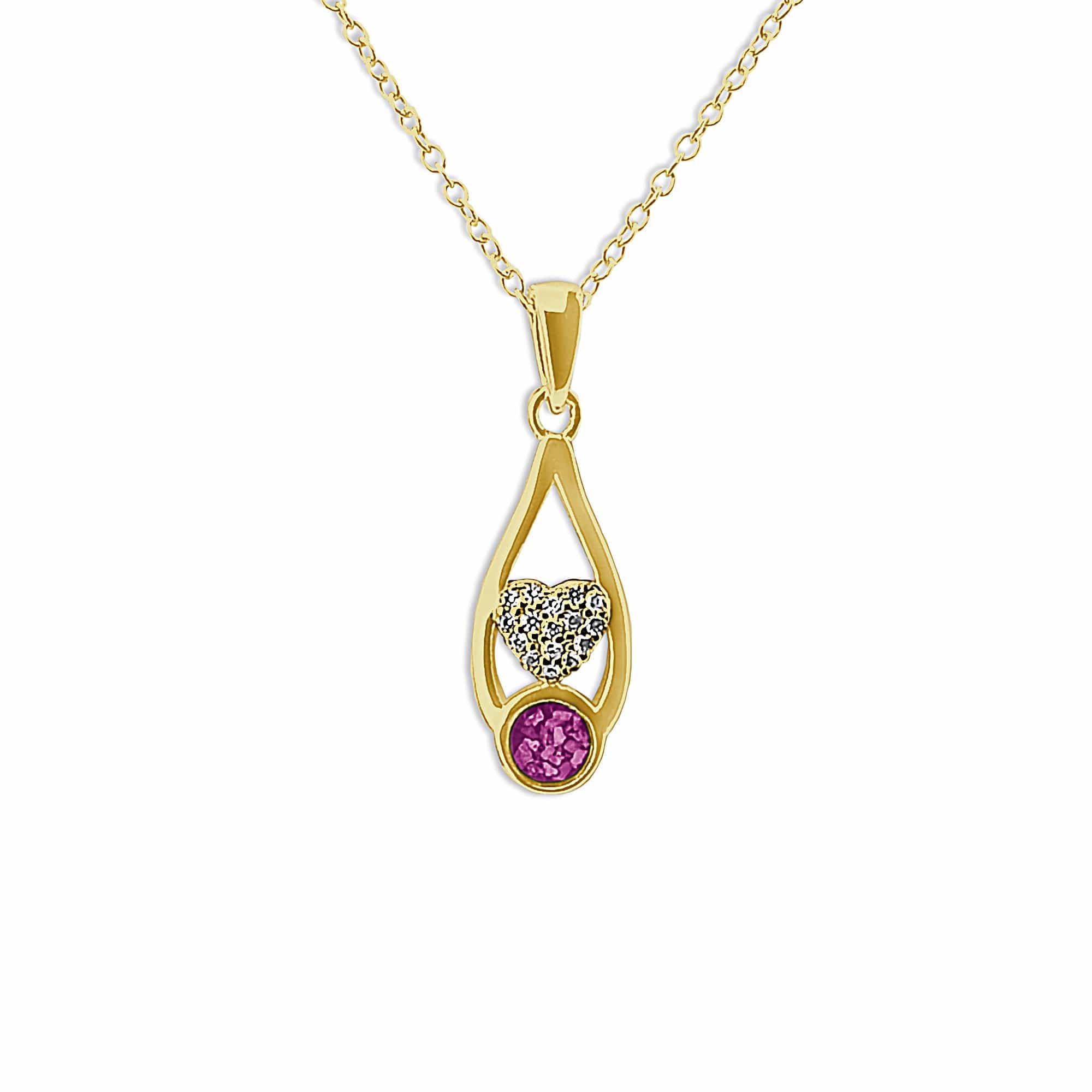 EverWith Ladies Protect Memorial Ashes Pendant with Fine Crystals 9k Yellow Gold Pink