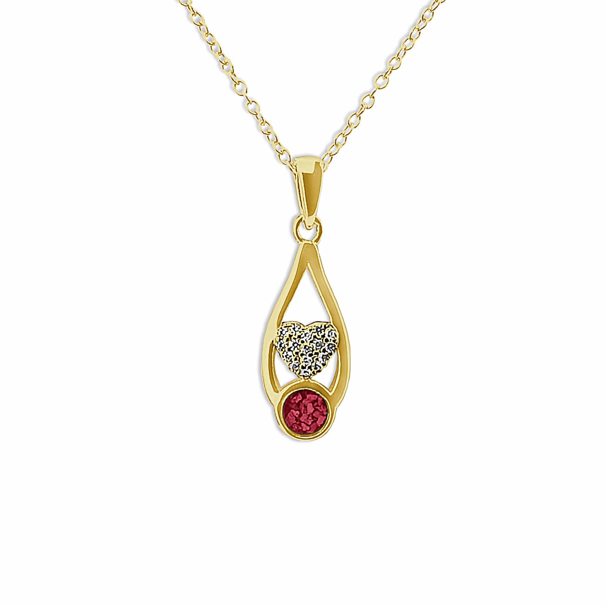 EverWith Ladies Protect Memorial Ashes Pendant with Fine Crystals 9k Yellow Gold Red