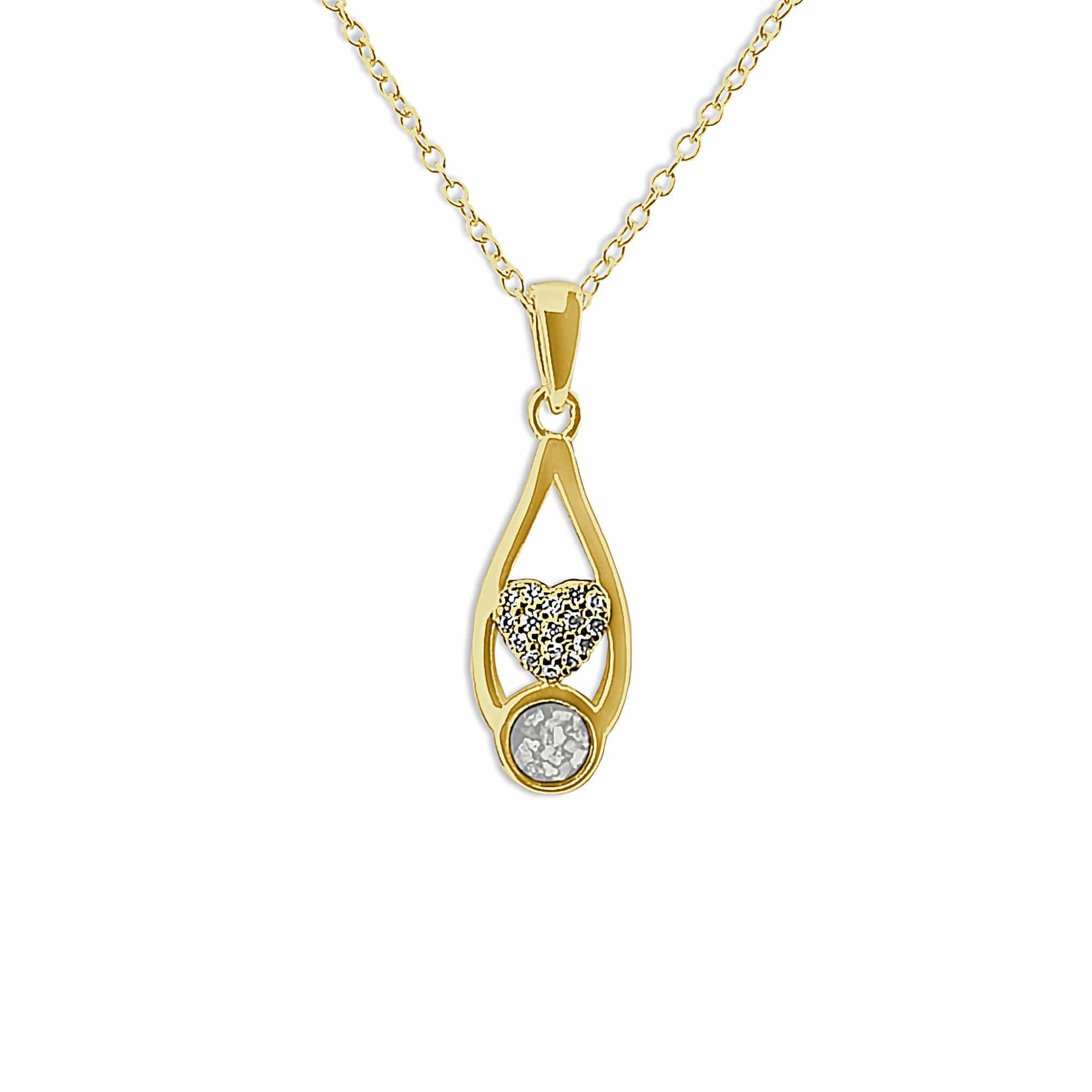 EverWith Ladies Protect Memorial Ashes Pendant with Fine Crystals 9k Yellow Gold White