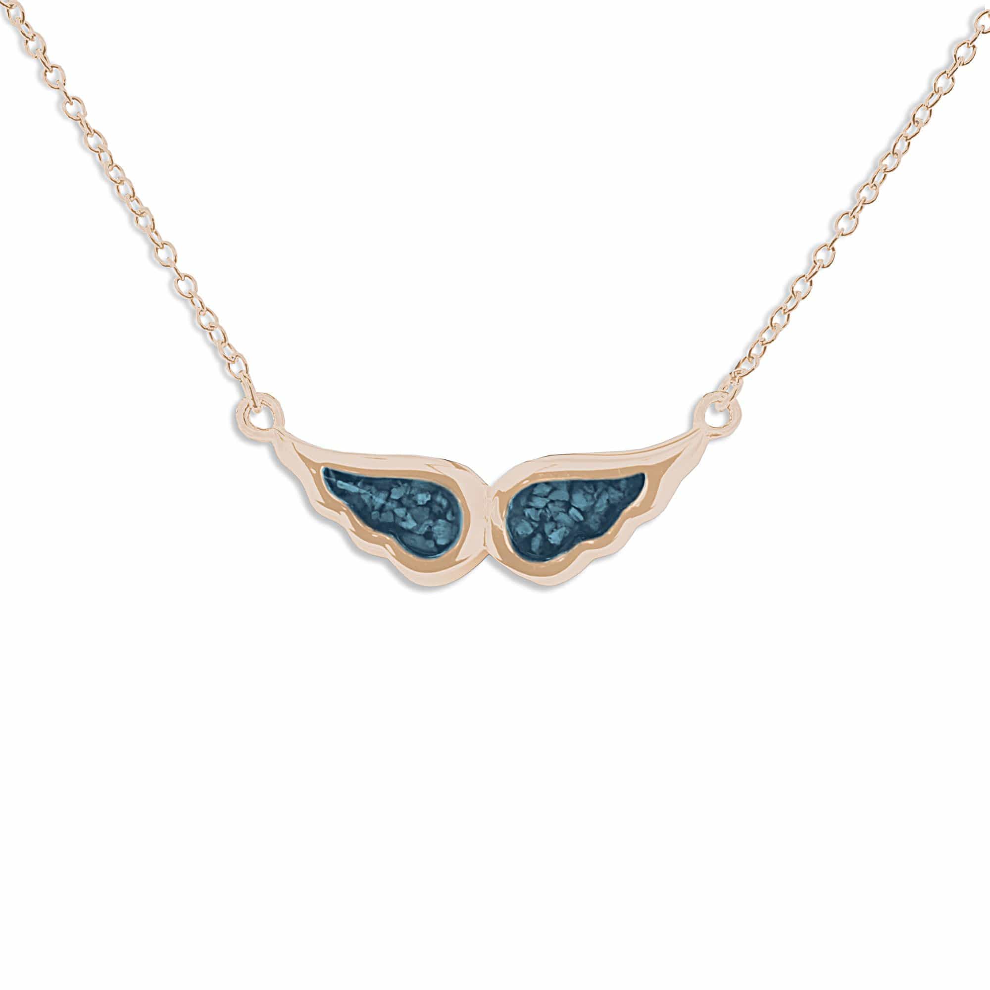 EverWith Ladies Angel Wings Memorial Ashes Necklace 9k Rose Gold Blue