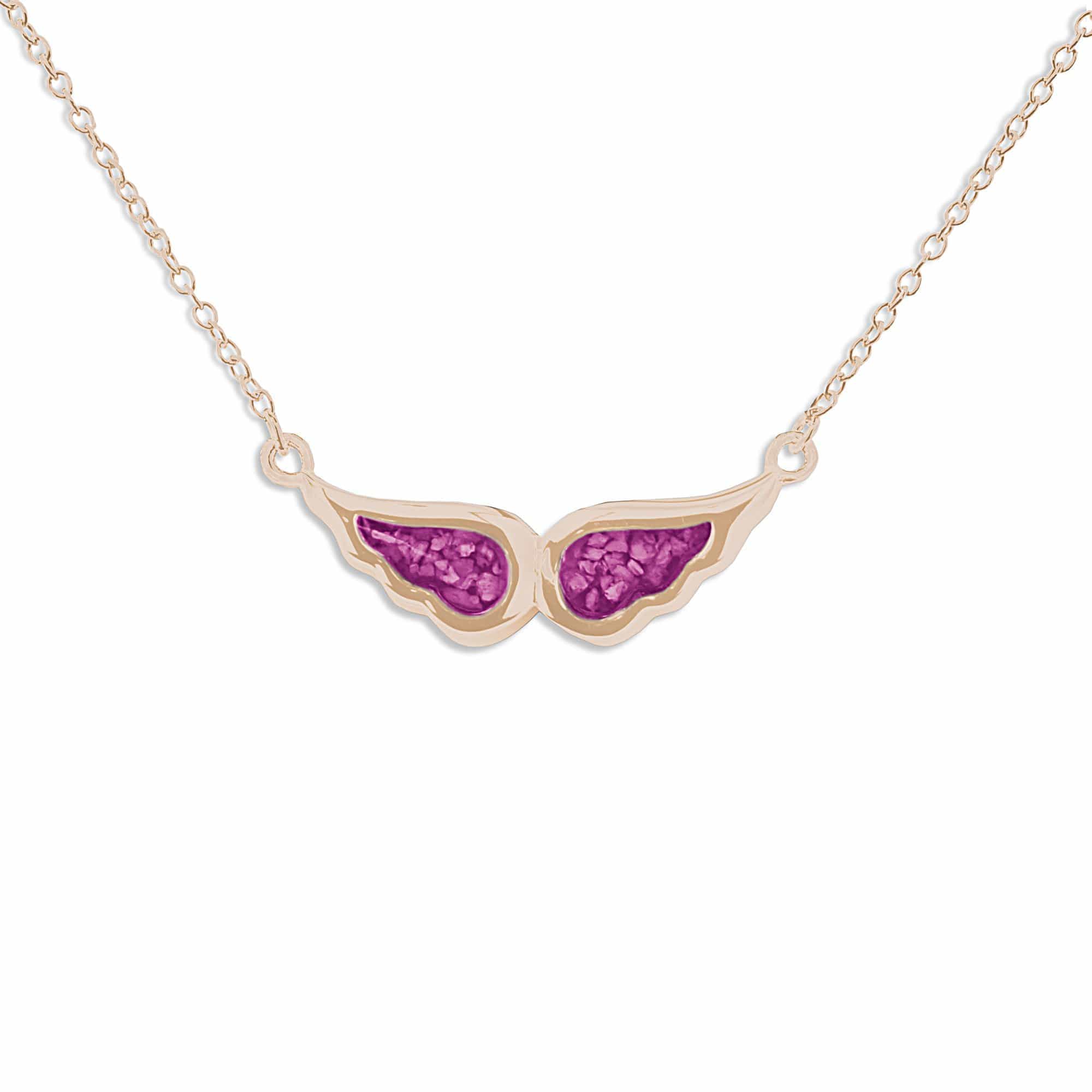 EverWith Ladies Angel Wings Memorial Ashes Necklace 9k Rose Gold Pink
