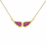 EverWith Ladies Angel Wings Memorial Ashes Necklace 9k Yellow Gold Pink