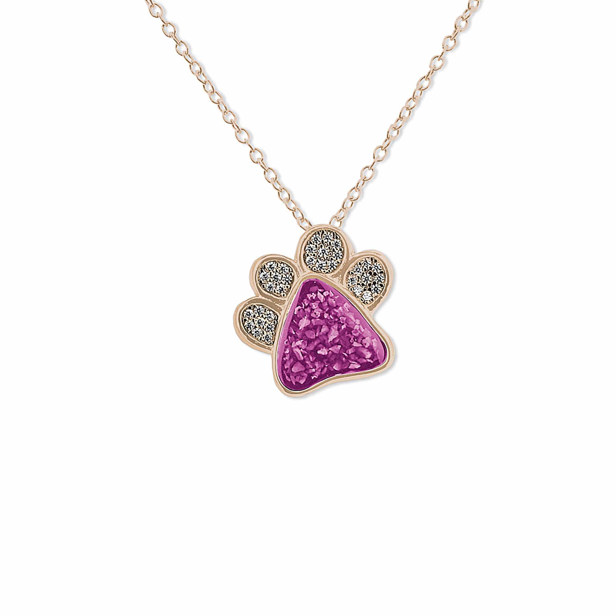 EverWith Unisex Paw Print Memorial Ashes Pendant with Fine Crystals 9k Rose Gold Pink