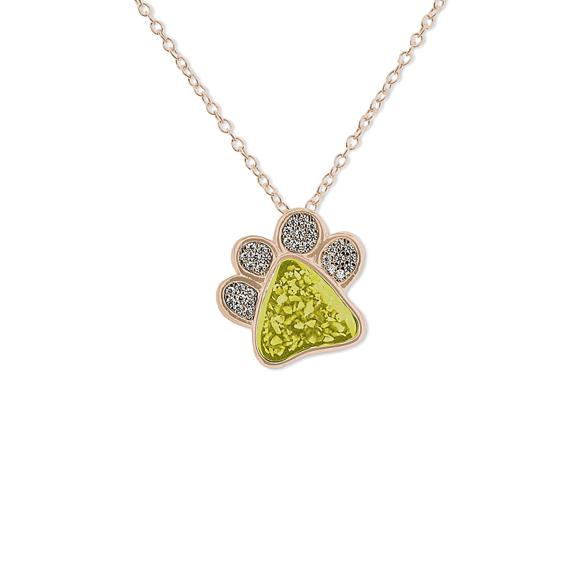 EverWith Unisex Paw Print Memorial Ashes Pendant with Fine Crystals 9k Rose Gold Yellow