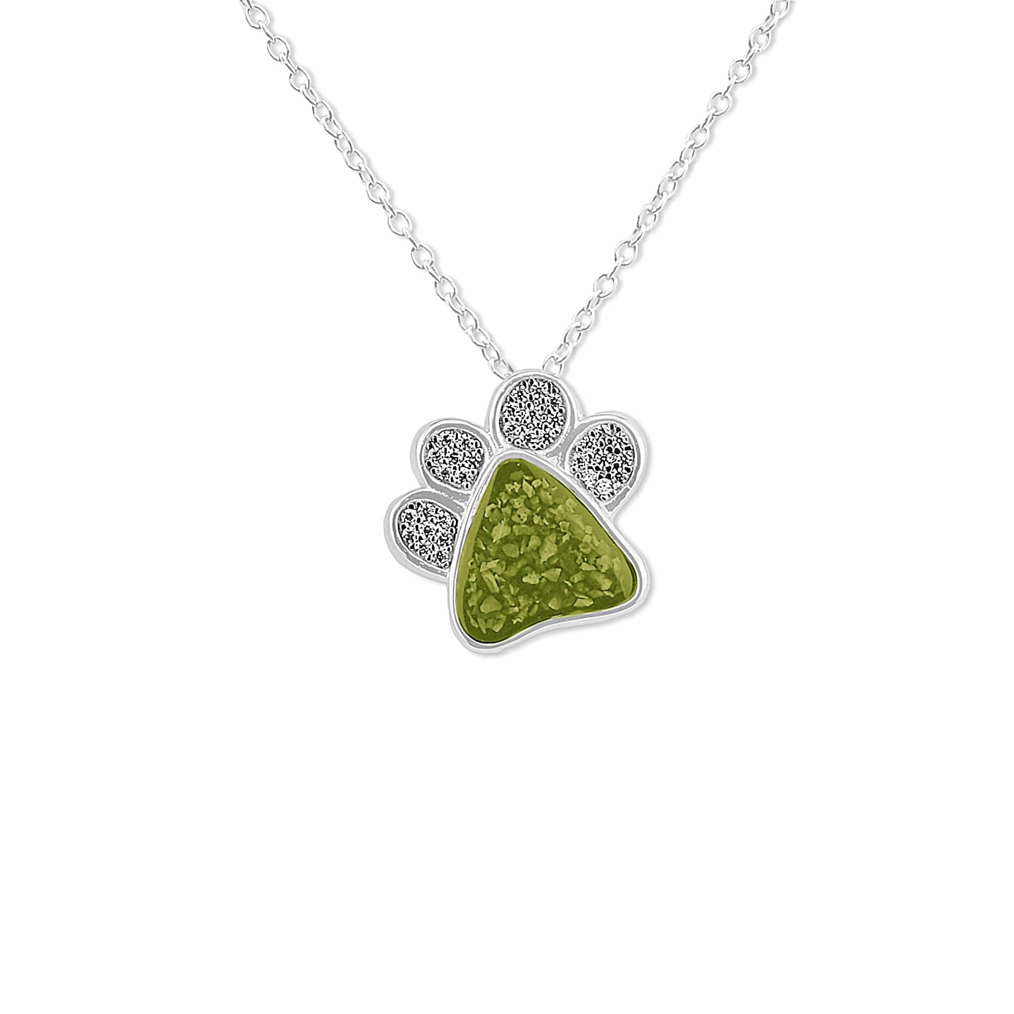 EverWith Unisex Paw Print Memorial Ashes Pendant with Fine Crystals Green