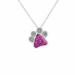 EverWith Unisex Paw Print Memorial Ashes Pendant with Fine Crystals Pink