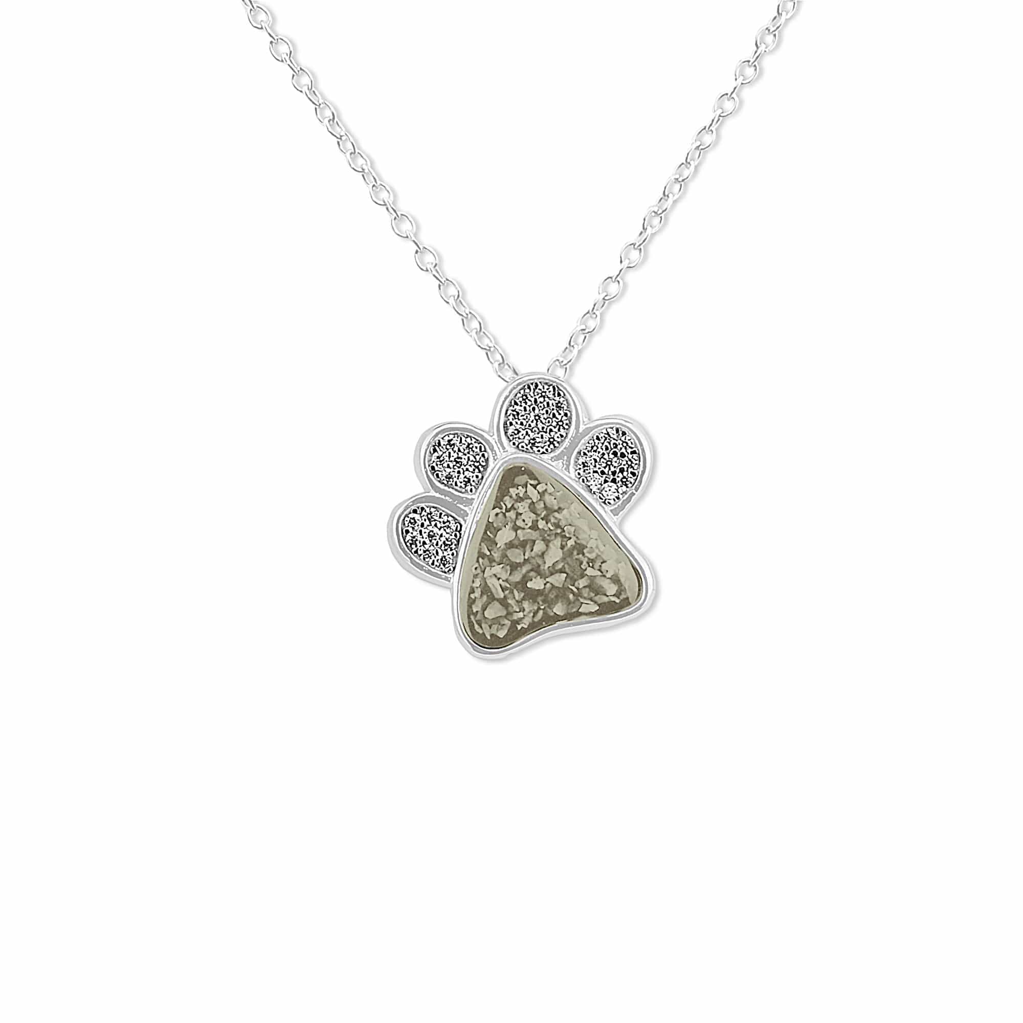 EverWith Unisex Paw Print Memorial Ashes Pendant with Fine Crystals Transparent