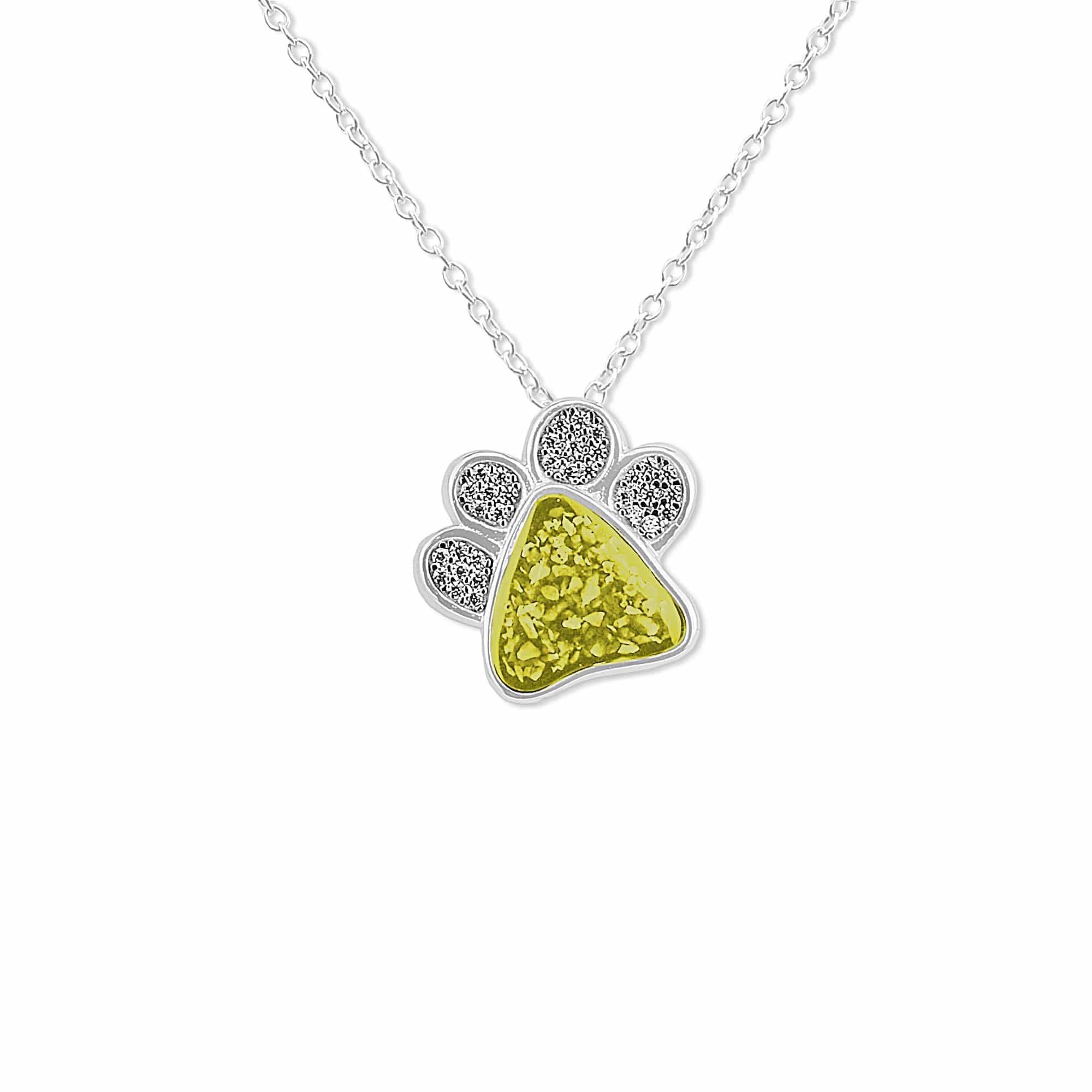 EverWith Unisex Paw Print Memorial Ashes Pendant with Fine Crystals Yellow