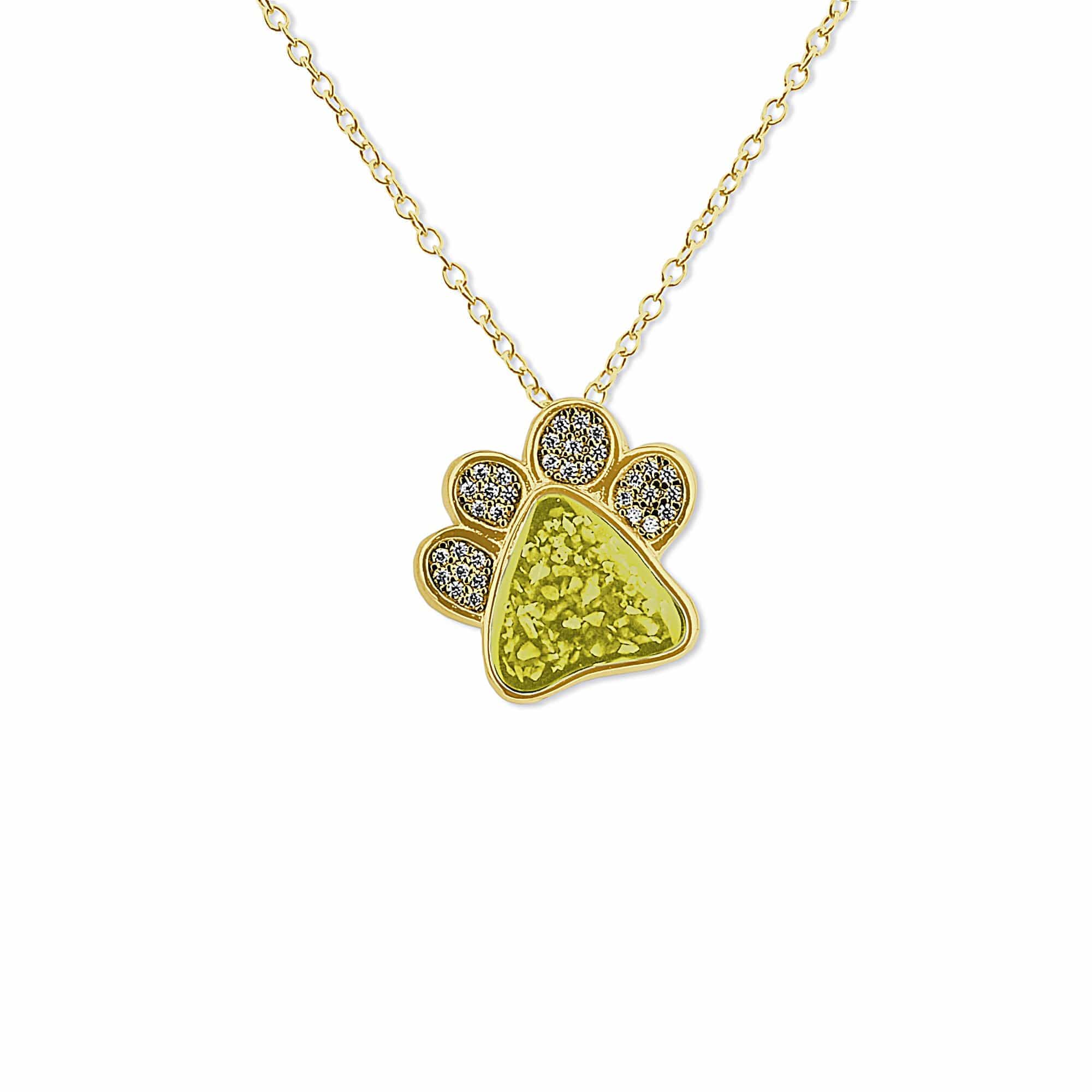 EverWith Unisex Paw Print Memorial Ashes Pendant with Fine Crystals 9k Yellow Gold Yellow